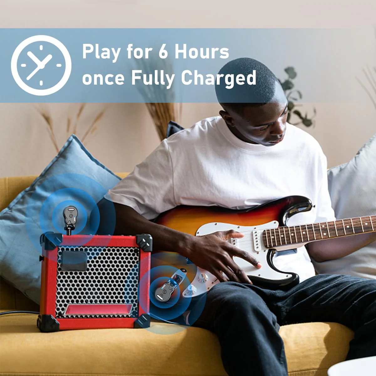 2.4GHz Wireless Guitar System Rechargeable 4 Channels Audio Wireless Guitar Transmitter Receiver for Guitar Bass Electric Instruments, G1 - Image 6