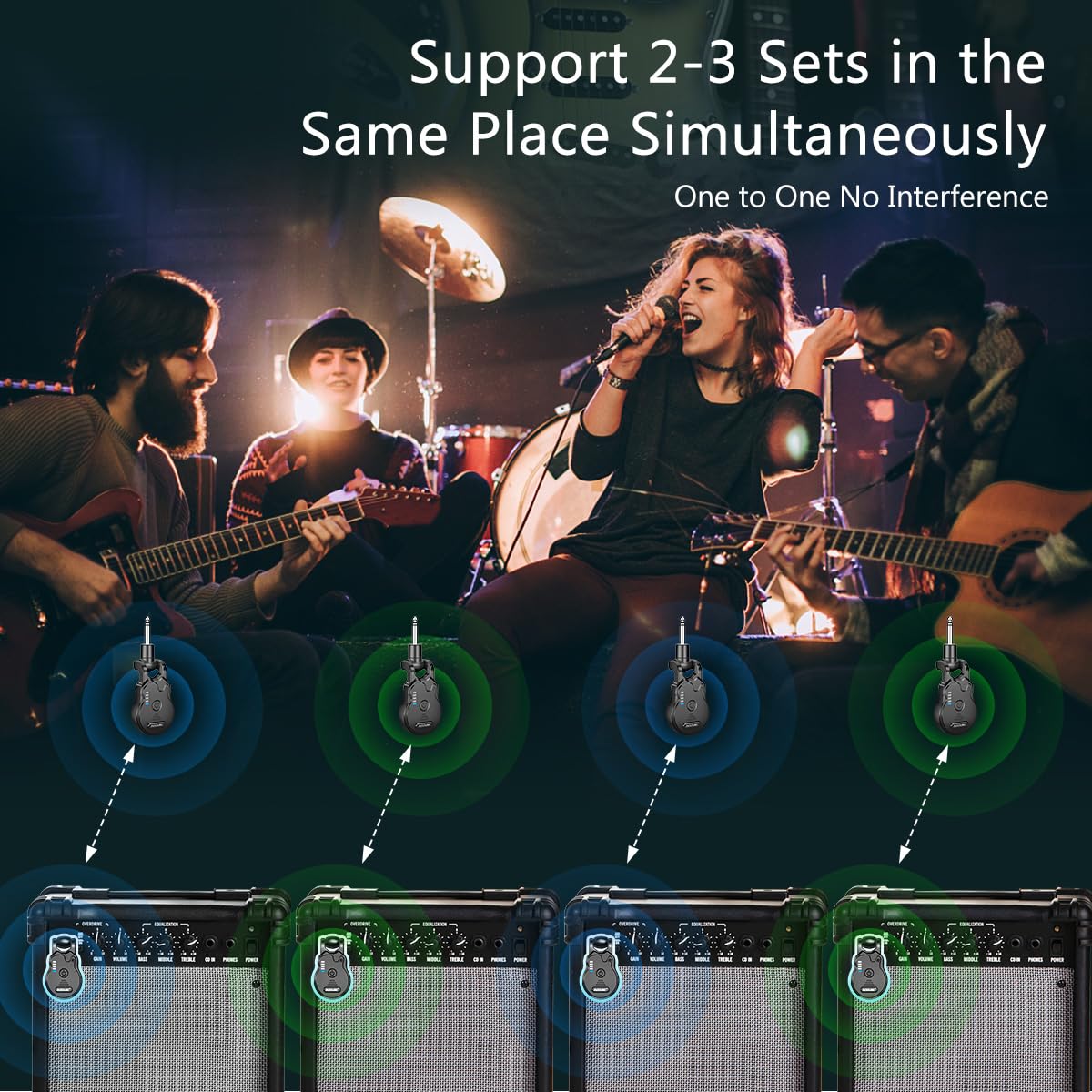 2.4GHz Wireless Guitar System Rechargeable 4 Channels Audio Wireless Guitar Transmitter Receiver for Guitar Bass Electric Instruments, G1 - Image 7
