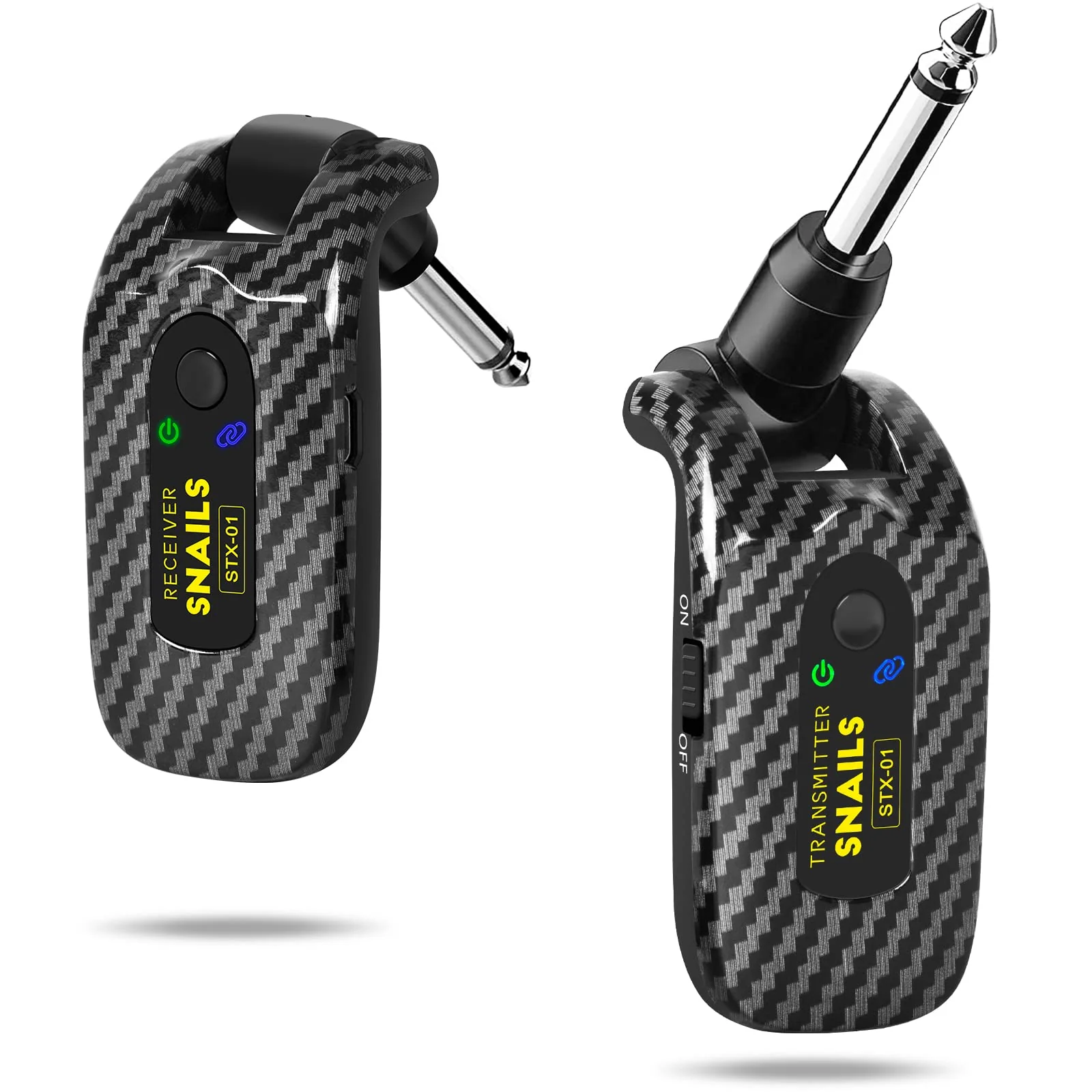 2.4GHZ Wireless Guitar System, Rechargeable Digital Wireless Guitar Transmitter Receiver with 4 Channels and Long Battery Endurance for Electric Guitar Bass 2.4Ghz Yellow - Image 2