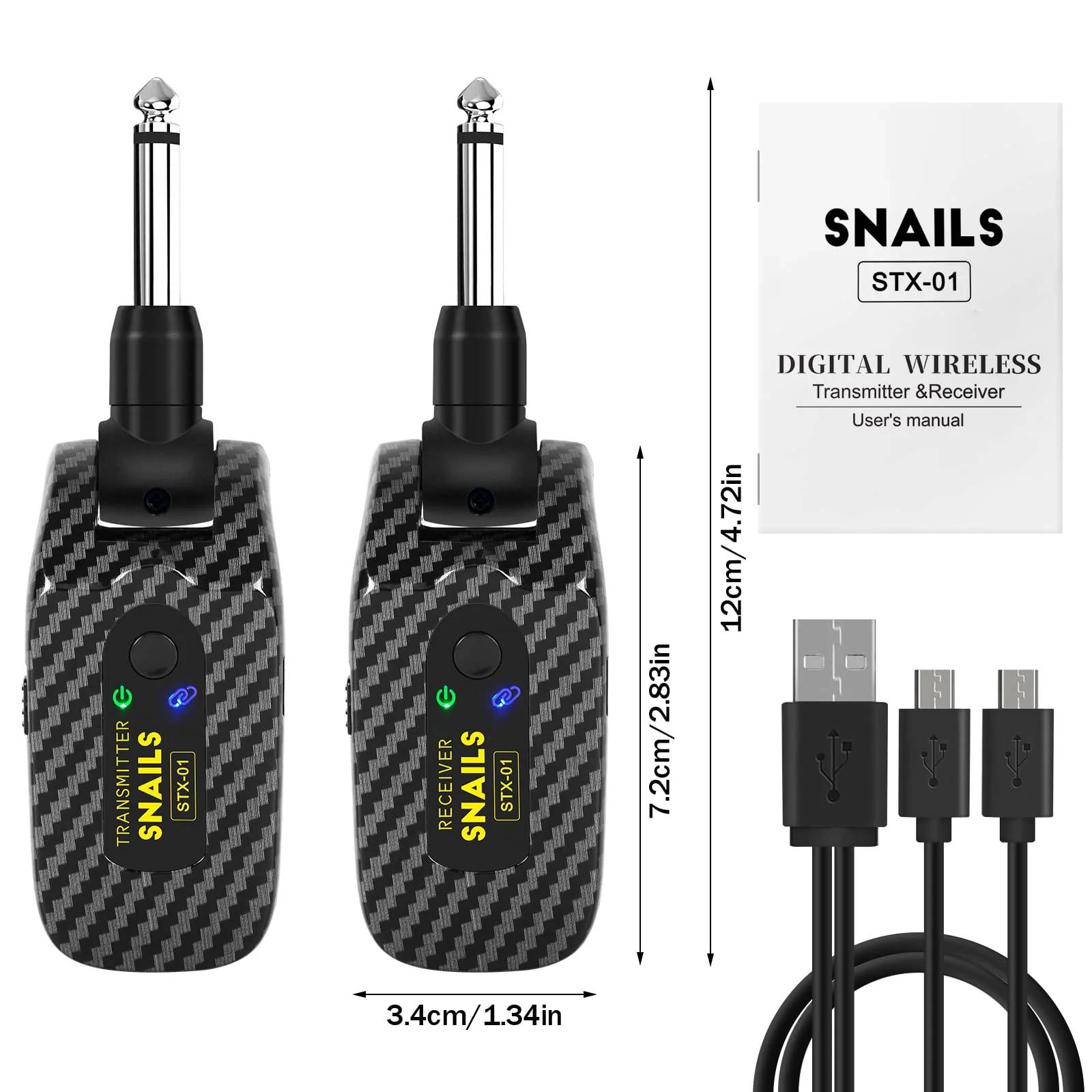 2.4GHZ Wireless Guitar System, Rechargeable Digital Wireless Guitar Transmitter Receiver with 4 Channels and Long Battery Endurance for Electric Guitar Bass 2.4Ghz Yellow - Image 6