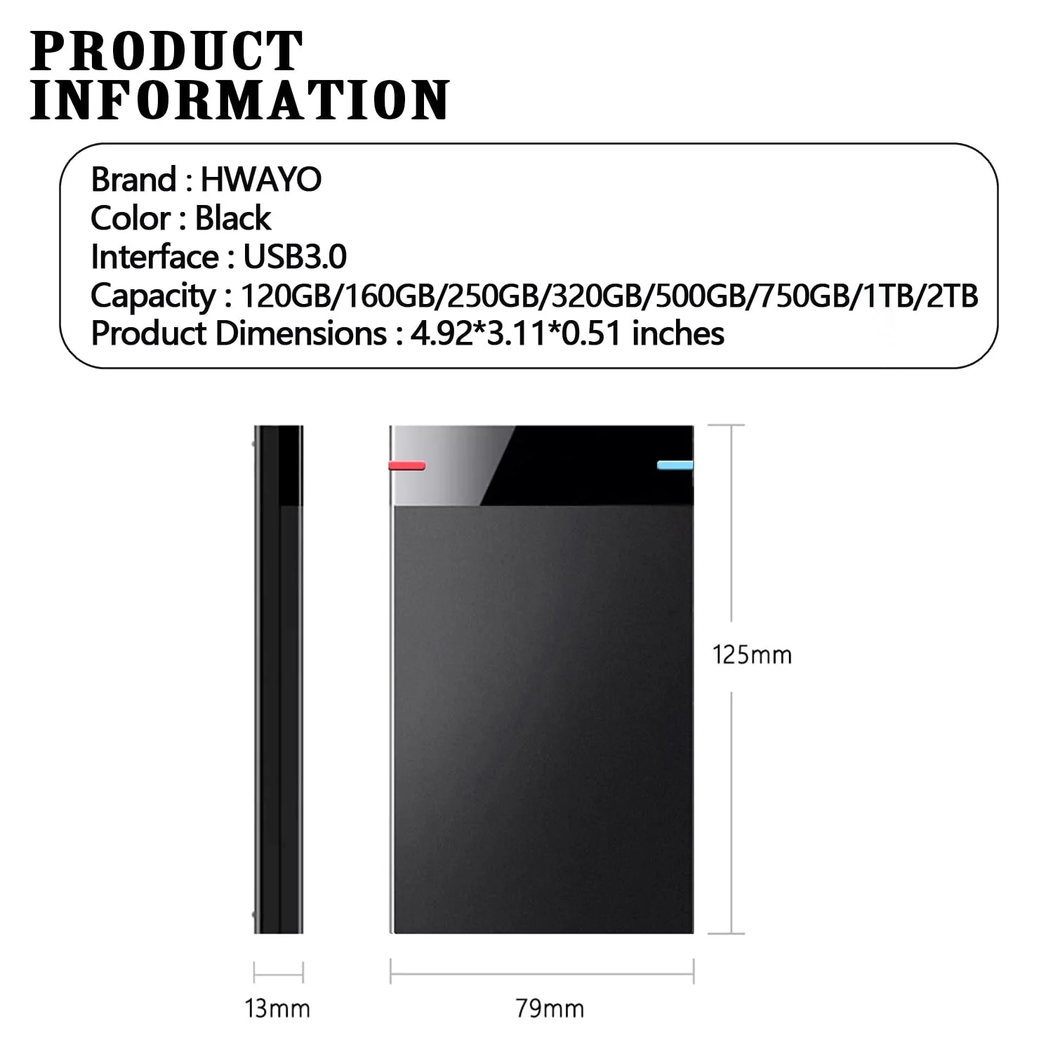 2.5'' 750GB Ultra Slim Portable External Hard Drive USB3.0 HDD Storage for PC, Desktop, Laptop, MacBook, Chromebook, Xbox One - Image 7