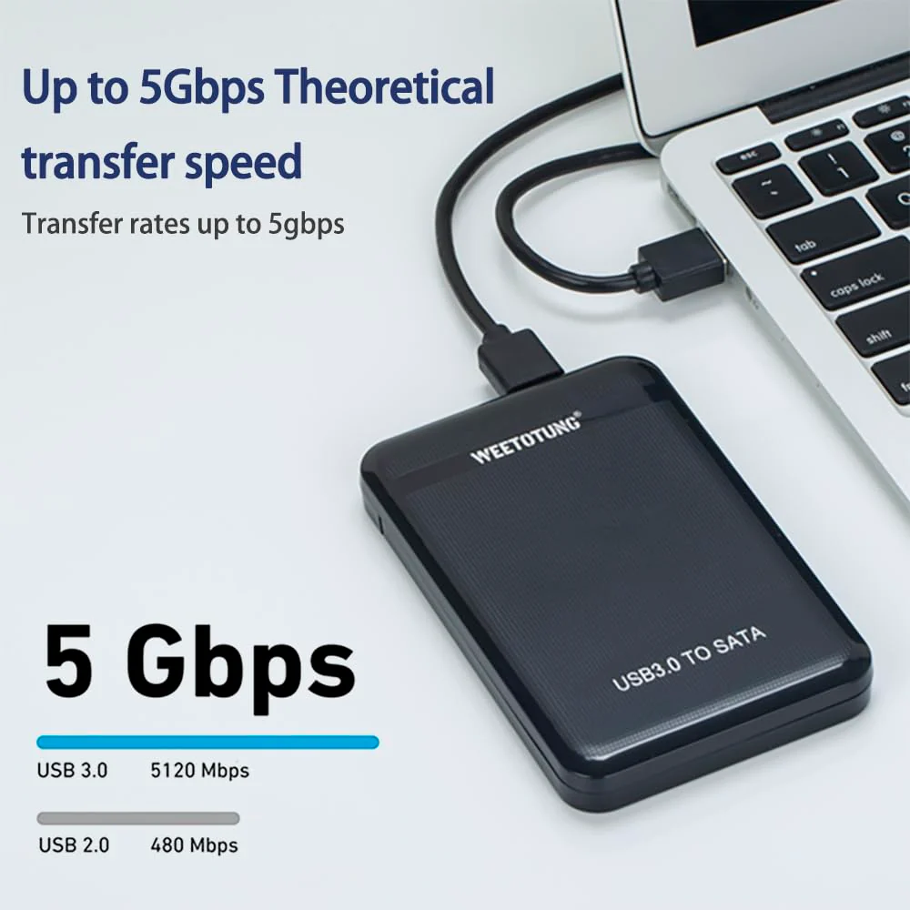 2.5 inch External Hard Drive Enclosure USB 3.0 to SATA Adapter Tool Free Hard Drive Case Support SATA I/III 7mm 9.5mm 2.5" SSD HDD with UASP for Seagate Xbox Playstation Toshiba WD (Black) - Image 4