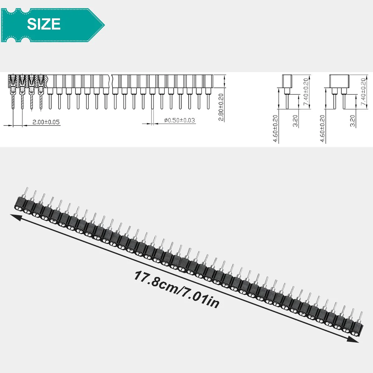 2.54mm pin Header Socket Round 0.1 inch 40Pin Female Socket Single Row Straight Female tinned Pin Header Strip Connector for DIY Circuit Making Welding,20 pcs - Image 2