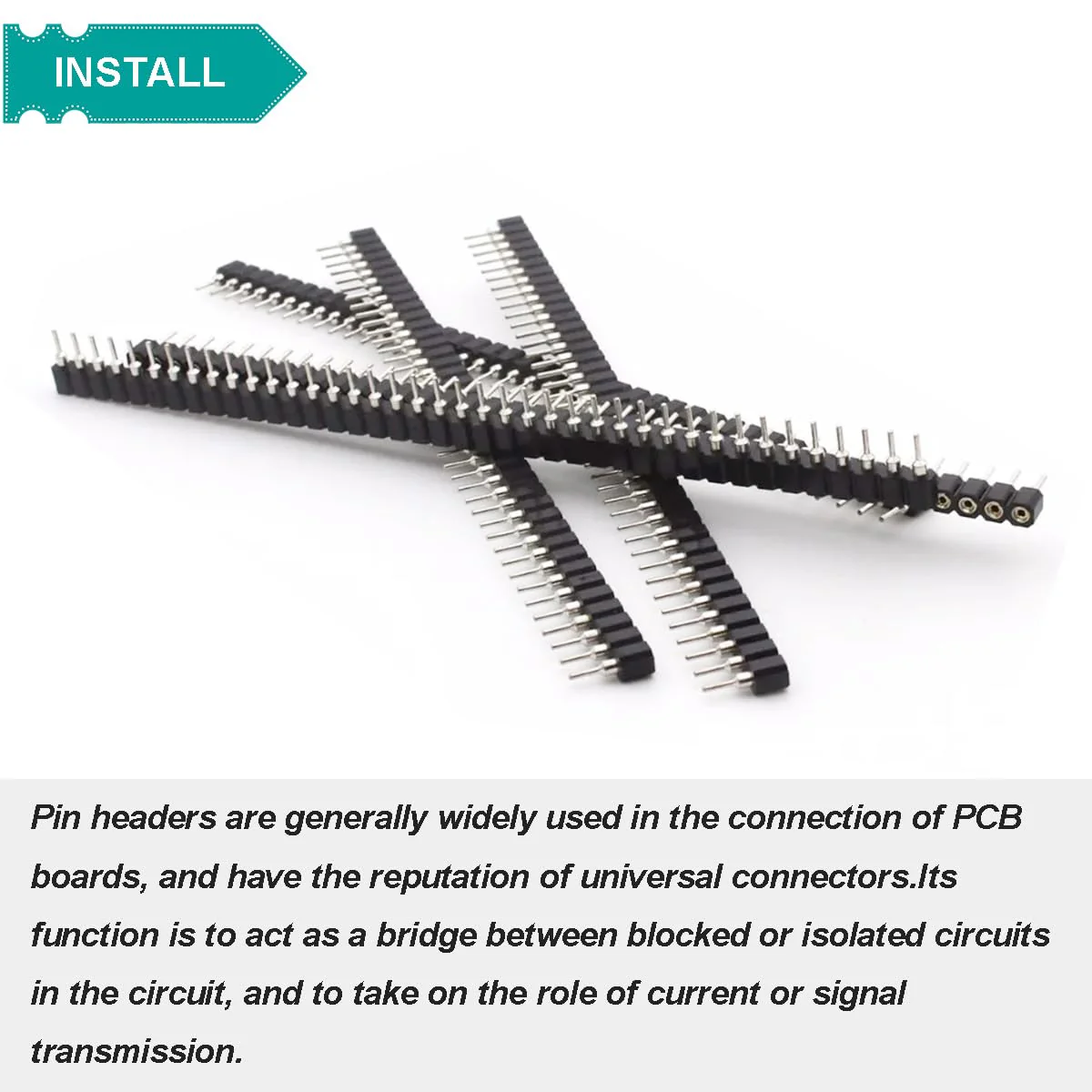 2.54mm pin Header Socket Round 0.1 inch 40Pin Female Socket Single Row Straight Female tinned Pin Header Strip Connector for DIY Circuit Making Welding,20 pcs - Image 3
