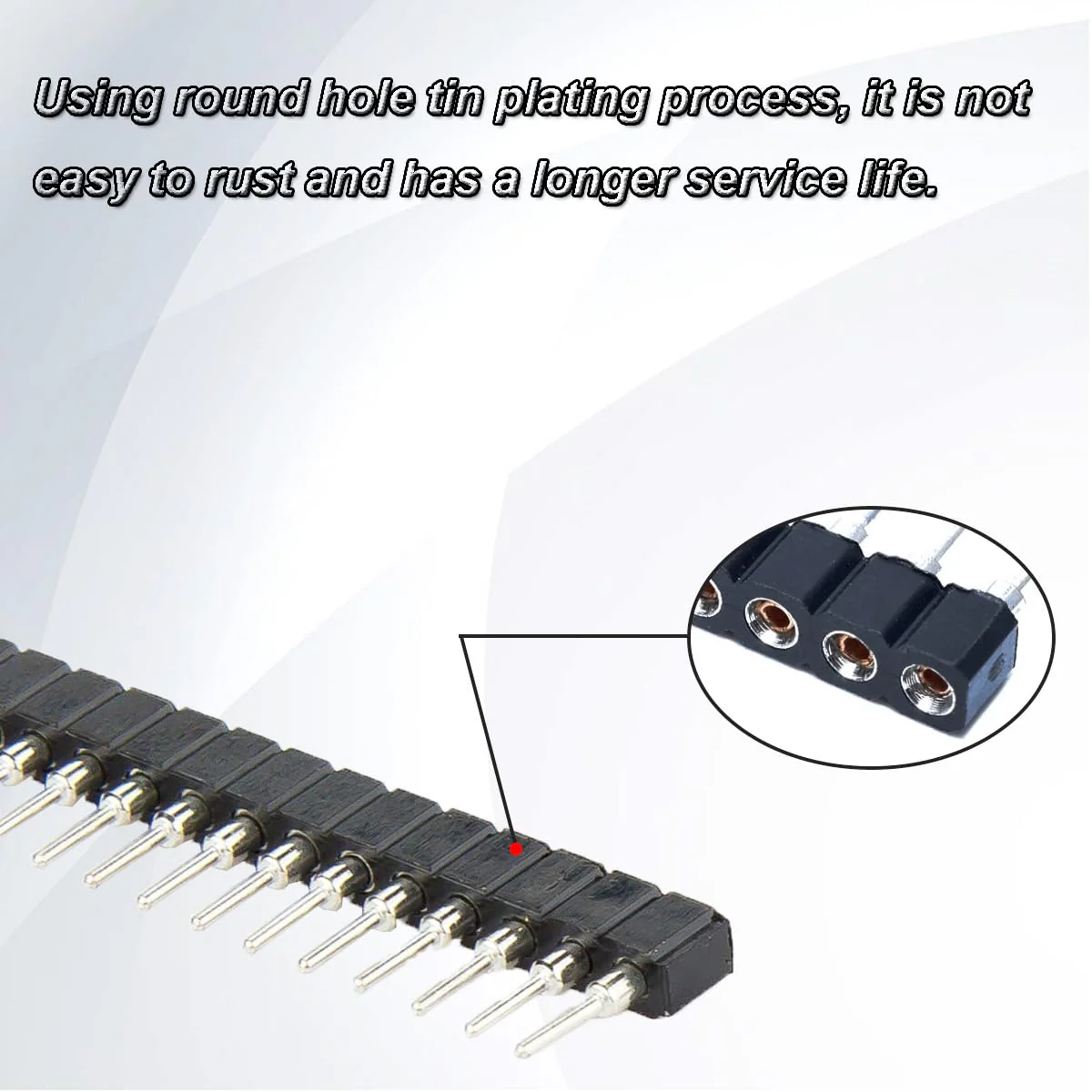 2.54mm pin Header Socket Round 0.1 inch 40Pin Female Socket Single Row Straight Female tinned Pin Header Strip Connector for DIY Circuit Making Welding,20 pcs - Image 4