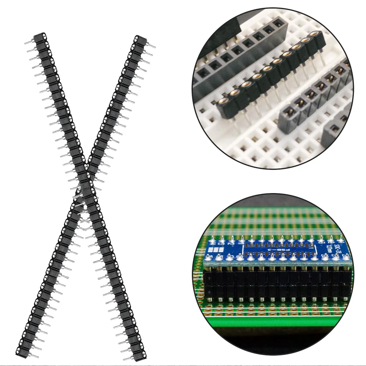 2.54mm pin Header Socket Round 0.1 inch 40Pin Female Socket Single Row Straight Female tinned Pin Header Strip Connector for DIY Circuit Making Welding,20 pcs - Image 6