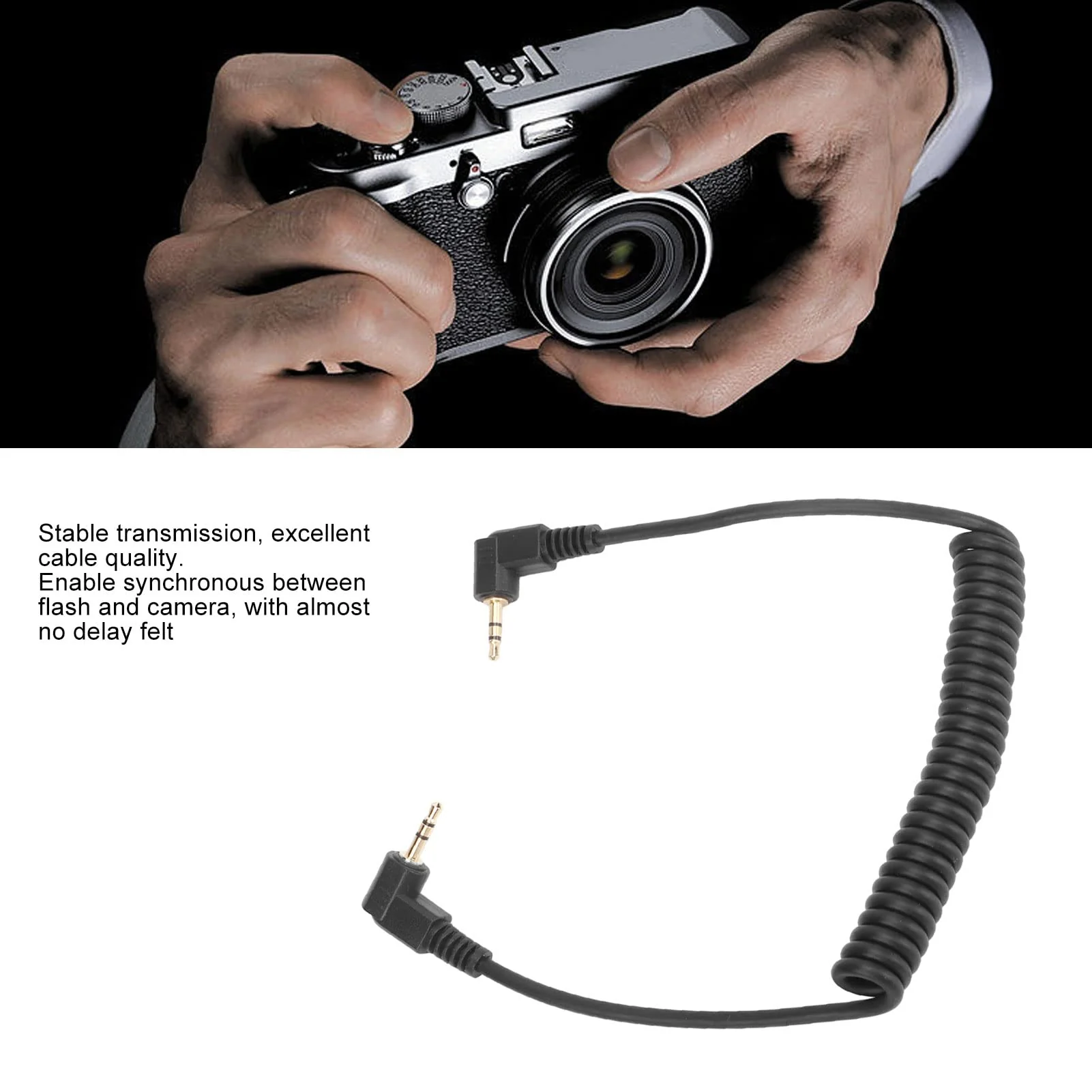 2.5mm F2 Remote Control Shutter Release Cable Cord, Flash Sync Cable 2.5mm Male to Male Coiled Cord, for GFX X Series Camera 1m - Image 2