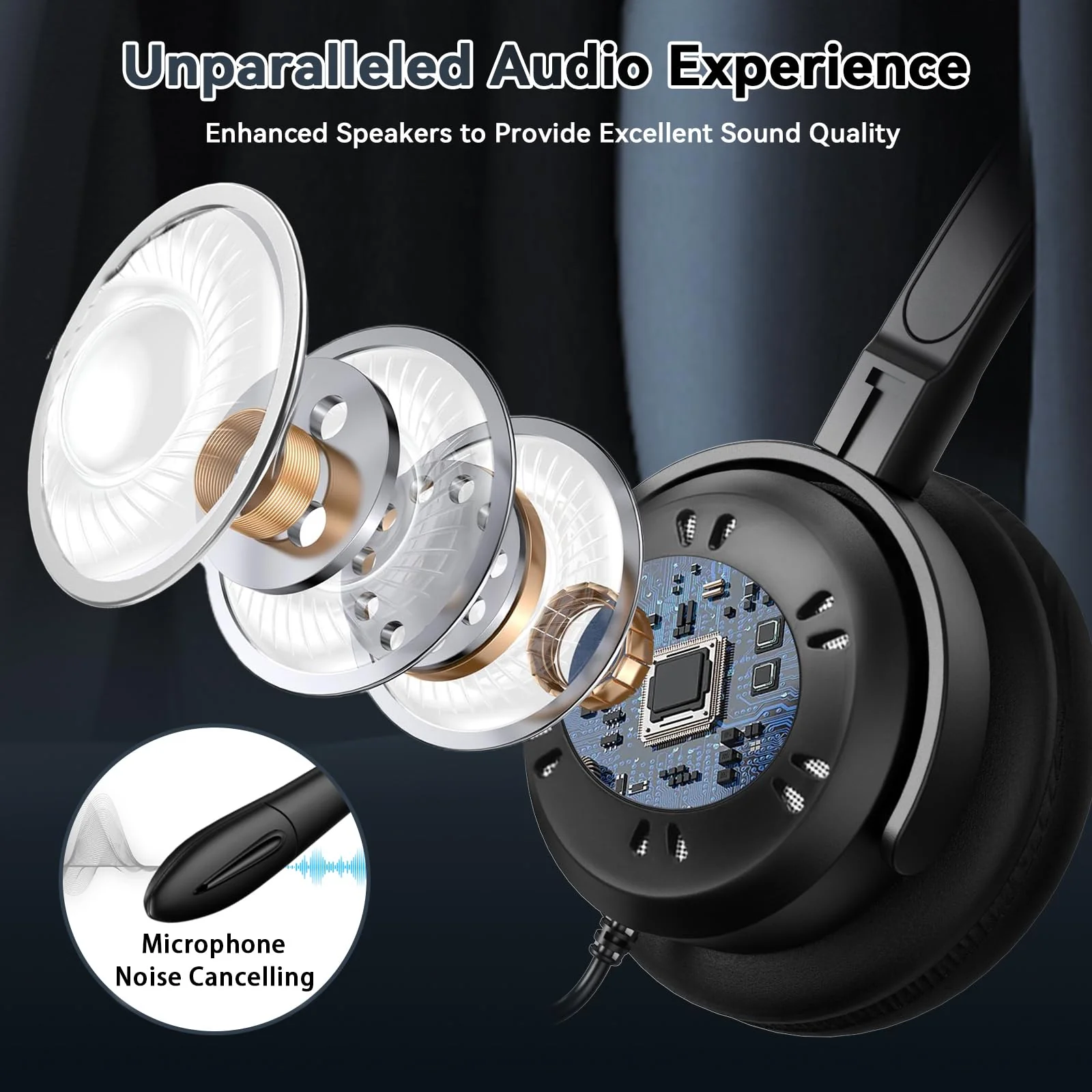 2.5mm Telephone Headset with Noise Canceling Mic & Volume Controls, Office Phone Headset for Call Center Compatible with Panasonic VTech AT&T Uniden RCA Cisco Gigaset etc Cordless Landline Phones Black-Binaural - Image 2