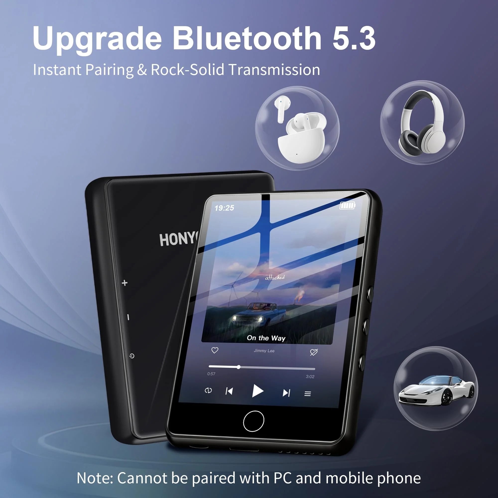 2.8" Display Bluetooth MP3 Player, Portable HiFi Music Player with Bluetooth 5.4, FM Radio, HD Speaker, E-Book, Voice Recorder & Earphones, Black - Image 2