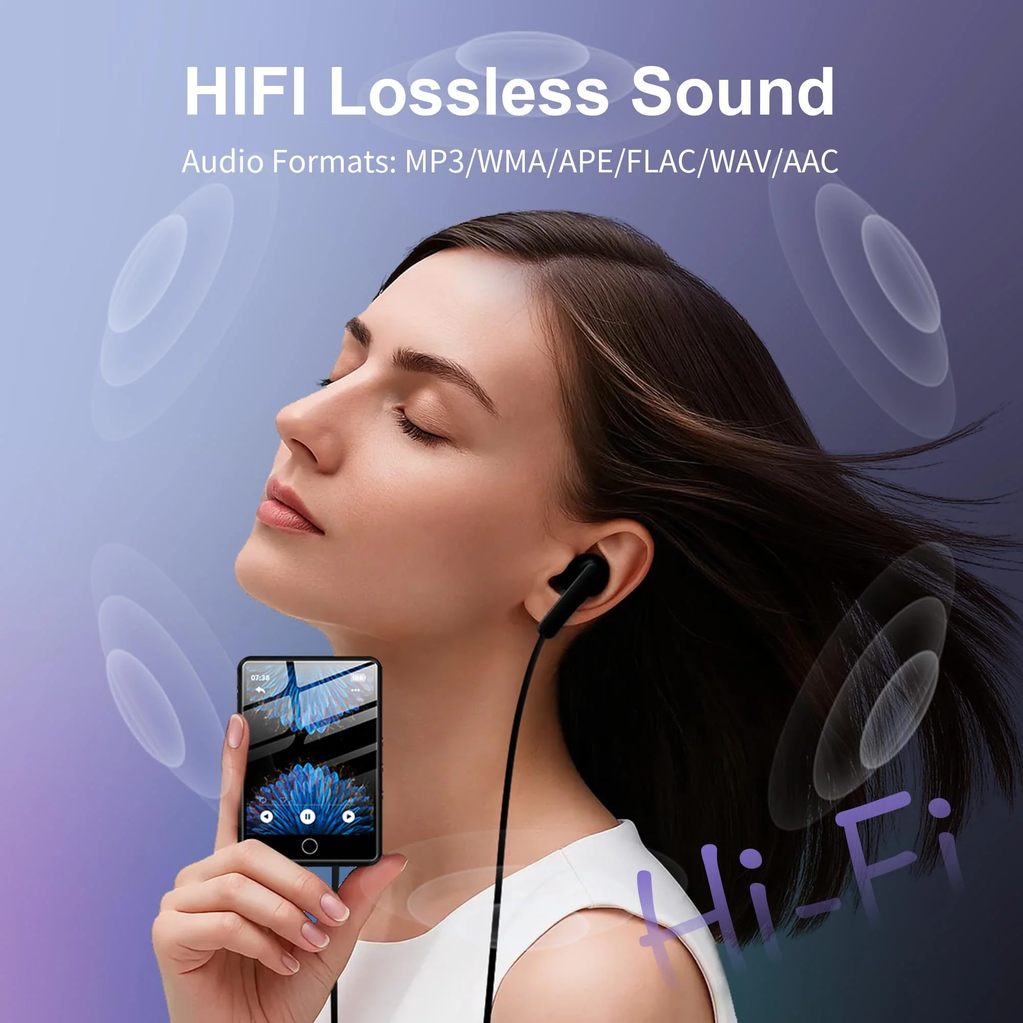 2.8" Display Bluetooth MP3 Player, Portable HiFi Music Player with Bluetooth 5.4, FM Radio, HD Speaker, E-Book, Voice Recorder & Earphones, Black - Image 3