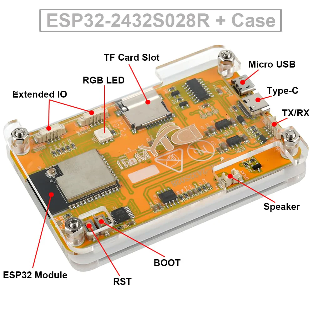 2.8" ESP32-2432S028R ESP32 Display Resistive Touchscreen 240x320 TFT LCD Module ESP 32 Development Board + Acrylic Case for Arduino IDE - Image 3