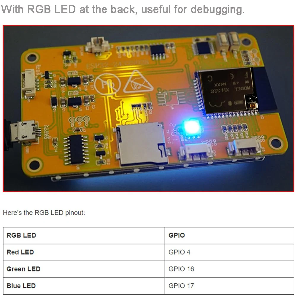 2.8 inch Yellow Display ESP32-2432S028R ESP32 Resistive Touchscreen 240x320 TFT LCD Module ESP 32 Development Board + Acrylic Case for Arduino (Pack of 2) - Image 4