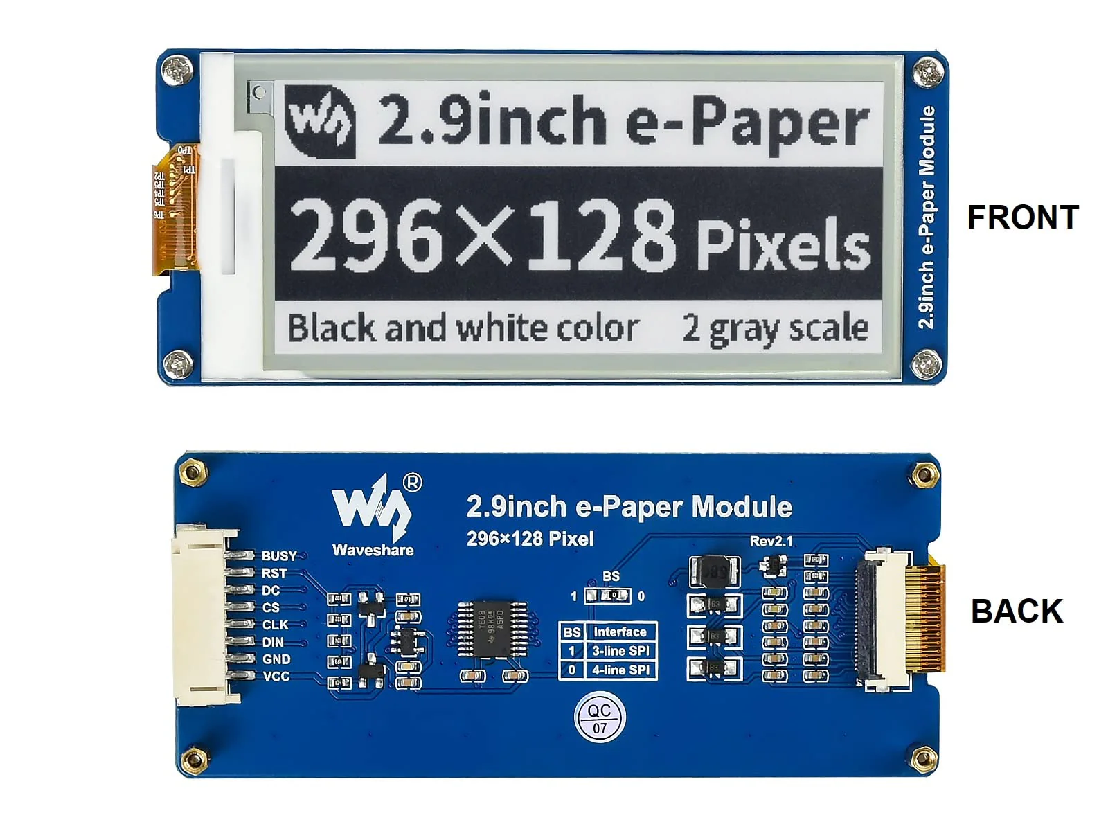 2.9 inch E-Paper Module 296 x 128 Resolution 3.3 V/5 V Two-Colour E-Ink Display Module epaper Screen SPI Interface for Raspberry Pi/Arduino/Nucleo Support Partial Refresh 2.9inch E-paper Display Module - Image 6
