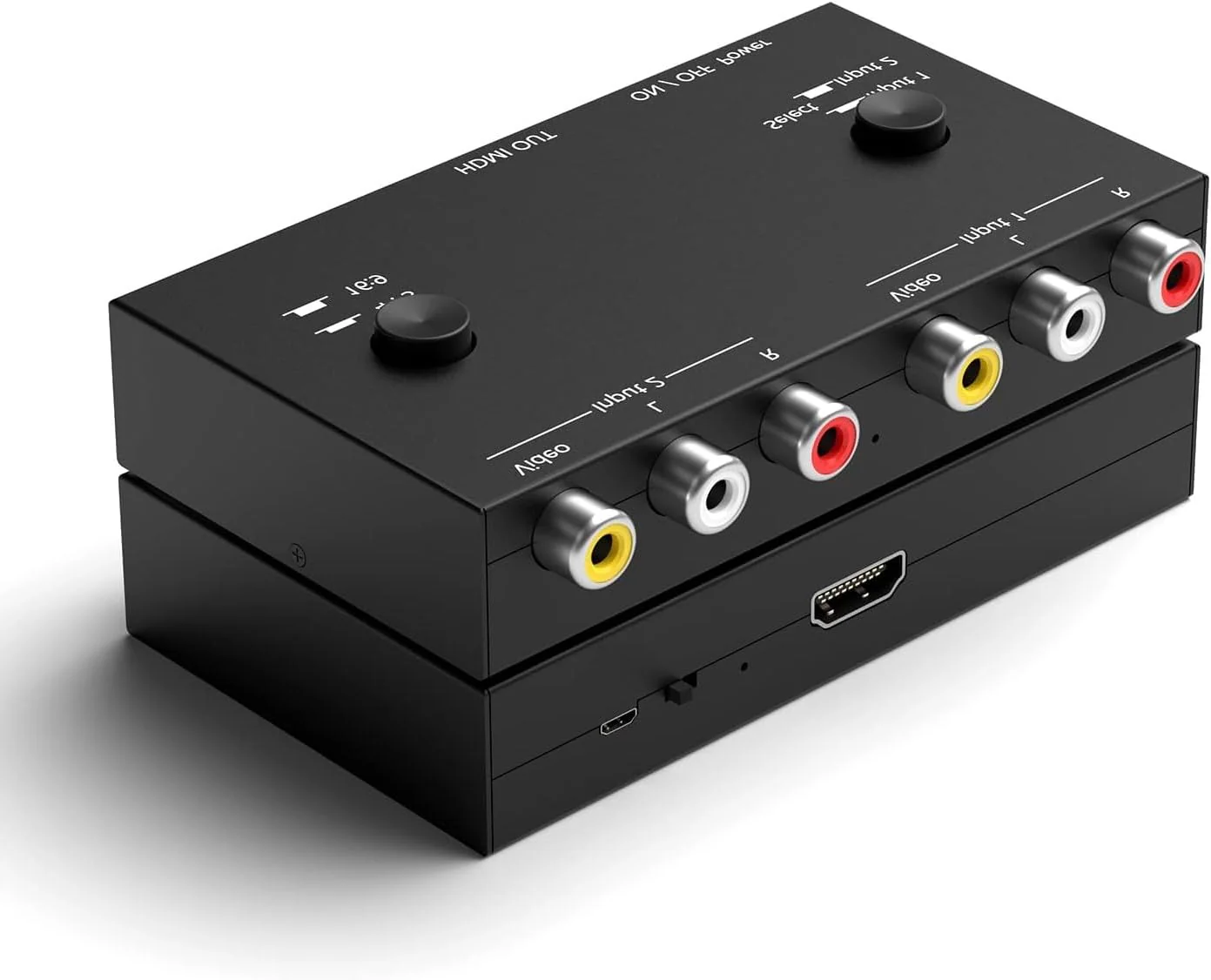 2 AV to HDMI, 1080P/720P 2 Way RCA Composite CVBS AV Switch to HDMI Video Audio Converter Adapter Support 4:3/16:9 Switching, for Sega Xbox PS2 PS3 N64 NGC SNES WII VHS VCR Camera DVD - Image 2