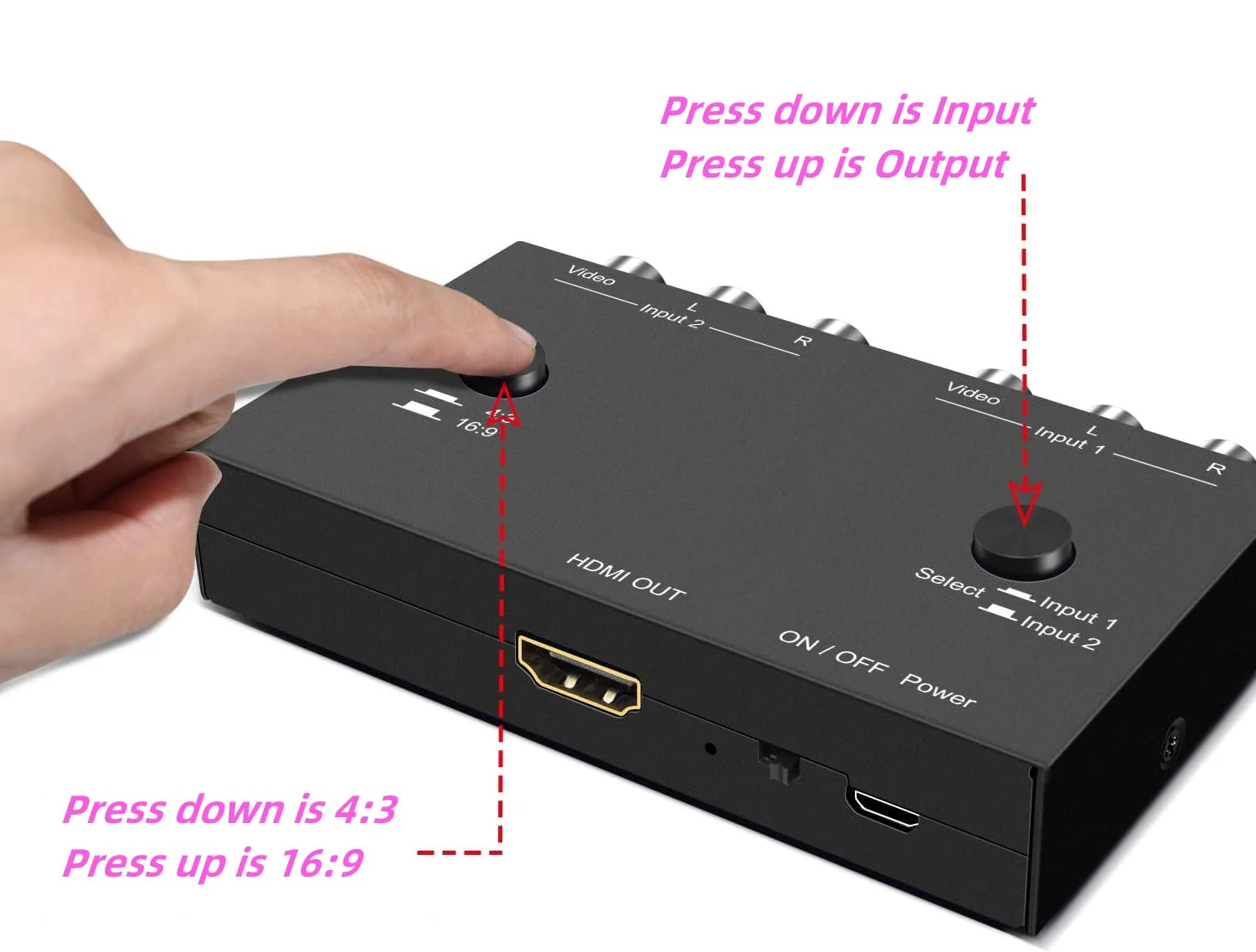 2 AV to HDMI, 1080P/720P 2 Way RCA Composite CVBS AV Switch to HDMI Video Audio Converter Adapter Support 4:3/16:9 Switching, for Sega Xbox PS2 PS3 N64 NGC SNES WII VHS VCR Camera DVD - Image 4