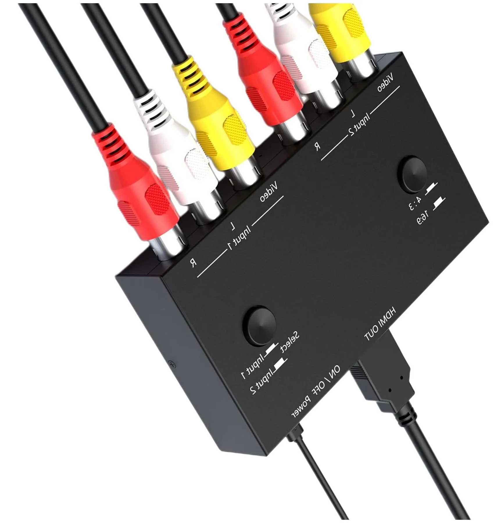 2 AV to HDMI, 1080P/720P 2 Way RCA Composite CVBS AV Switch to HDMI Video Audio Converter Adapter Support 4:3/16:9 Switching, for Sega Xbox PS2 PS3 N64 NGC SNES WII VHS VCR Camera DVD - Image 5