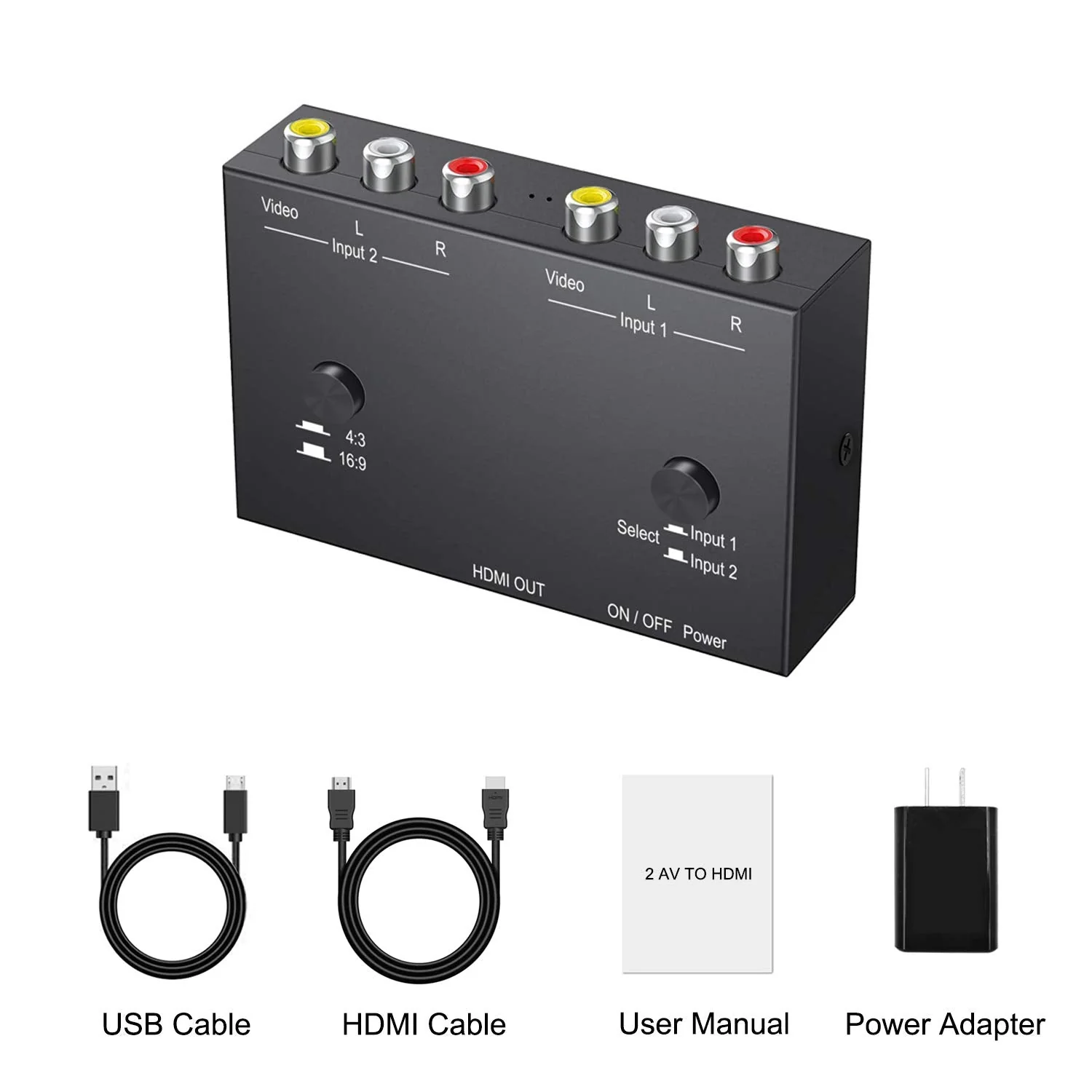 2 AV to HDMI, 1080P/720P TV 2 Way RCA Composite CVBS AV Switch to HDMI Video Audio Converter Adapter Support 4:3/16:9 Switching, for Sega Xbox PS2 PS3 N64 NGC SNES WII VHS VCR Camera DVD 2 RCA Converter - Image 7