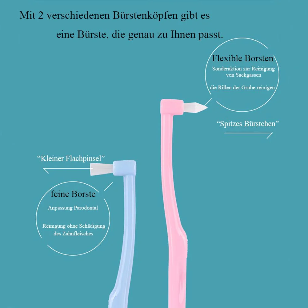 2 Büschelzahnbürsten, Büschelzahnbürste Brush, 1 Flache Büschelzahnbürste, 1 Spitze Büschelzahnbürste, Interdentalbürste Für Kieferorthopädische Zahnspangen Und Brückenreinigung (Blau, 16cm*2cm) Blau (Farbe) - Image 4