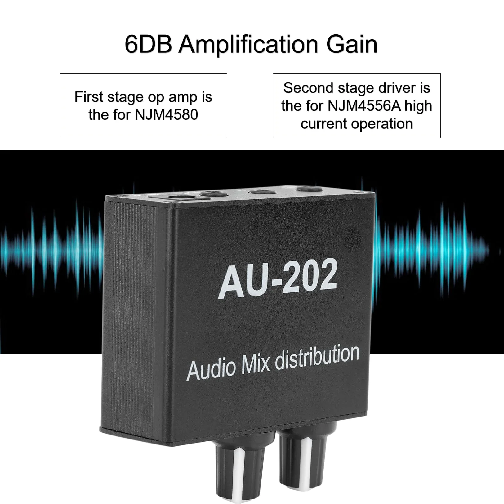 2 Channel Stereo Mixer, 2 in 2 Out Low Noise Independent Volume Control 3.5mm Small Sound Mixer for Headphone DC 5‑24V - Image 4