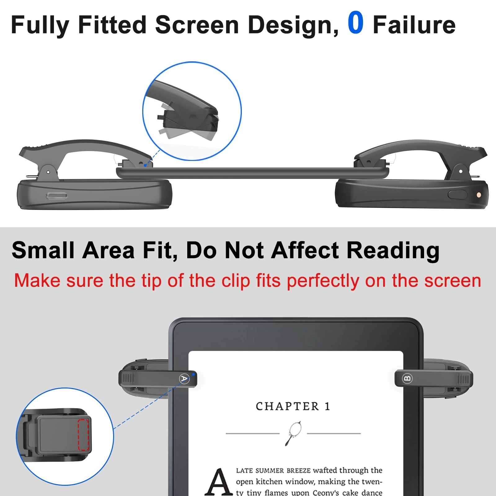 [2 Clips] Finger Ring Page Turner Remote for Kindle Paperwhite Remote Page Turner Accessories for Kindle Clip Clicker Rechargeable Page Turner for Ipad Android Tablets Phone Camera Triggers Black Finger Ring - Image 4