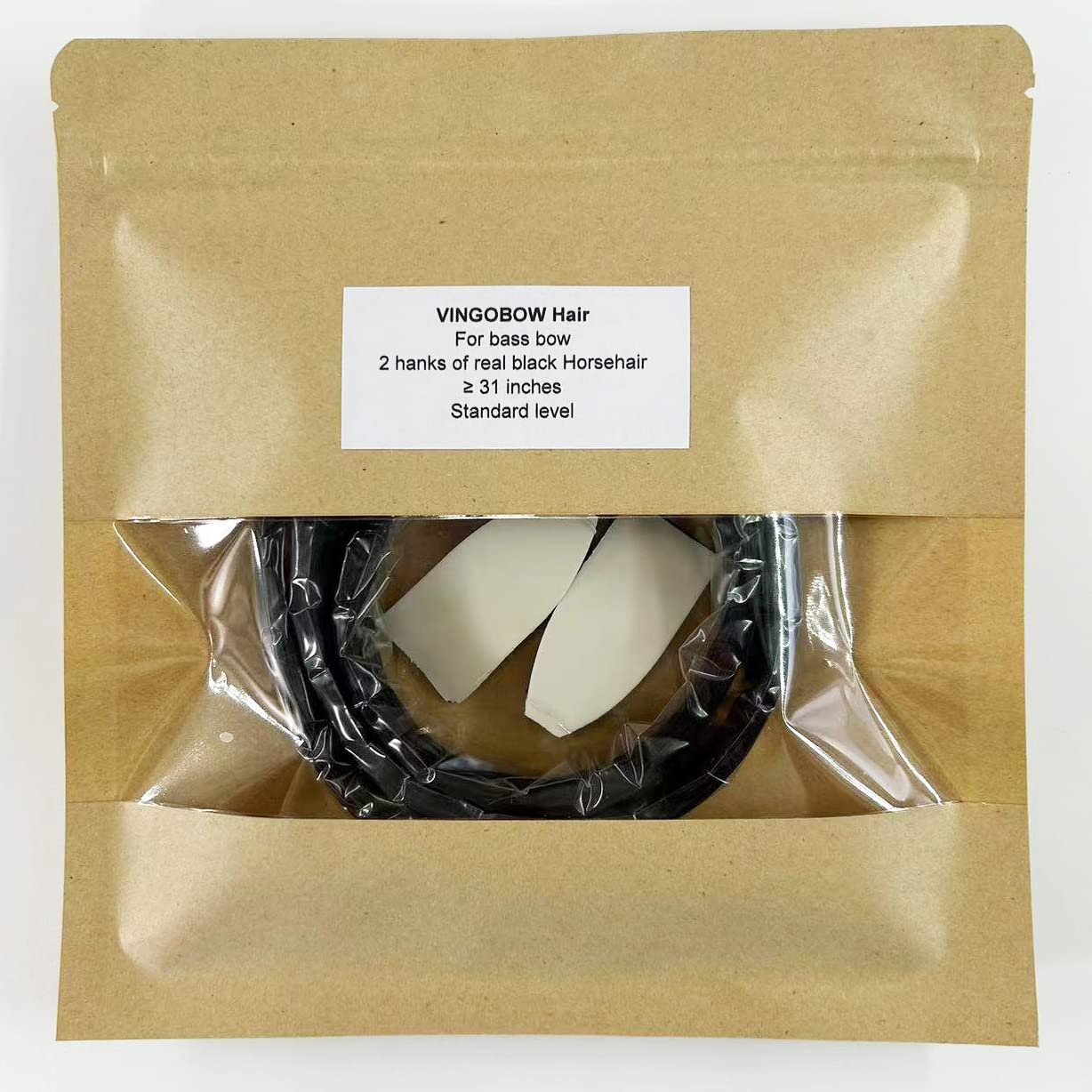 2 Hanks Black Mongolian Horse Hair for Bass Bows 31'' Bass Bow Hair Replacement kit - Image 4