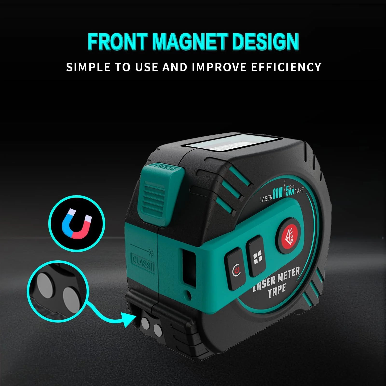 2-in-1 Laser Tape Measure 262ft – Digital Measuring Tape with LCD Display, Rechargeable Smart Tape Measure with Distance, Area & Volume Measurement, USB Charging – Construction & DIY Use Green Laser Tape 16ft+262ft - Image 7