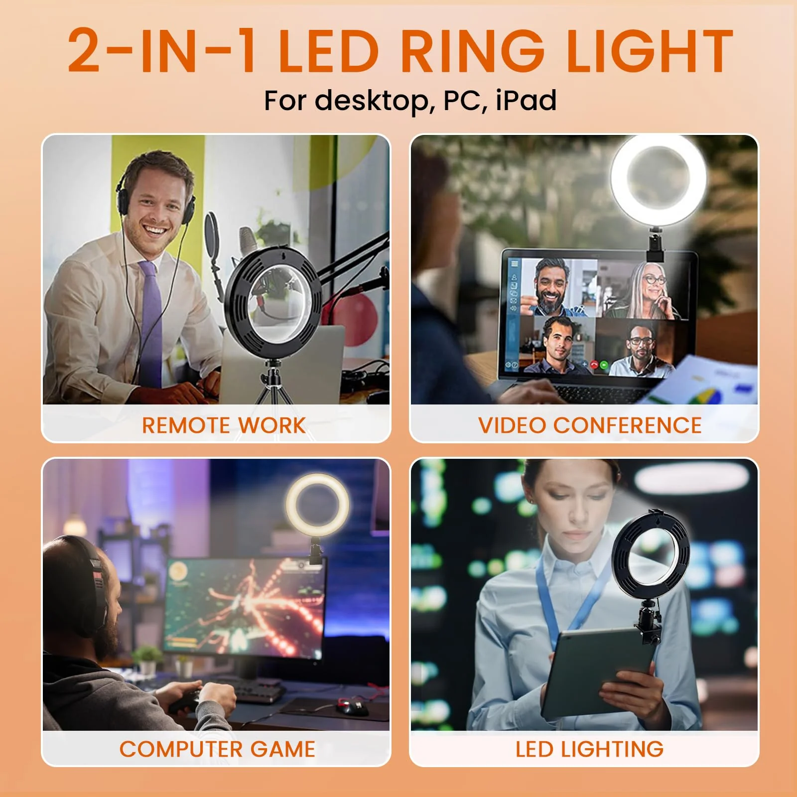 2 in 1 LED 6" Ring Light with Tripod Stand & Clamp for YouTube Video and Makeup, Mini LED Camera Light with Cell Phone Holder Desktop LED Lamp with 3 Light Modes & 11 Brightness Level 6‘’ with Tripod & Clamp - Image 3