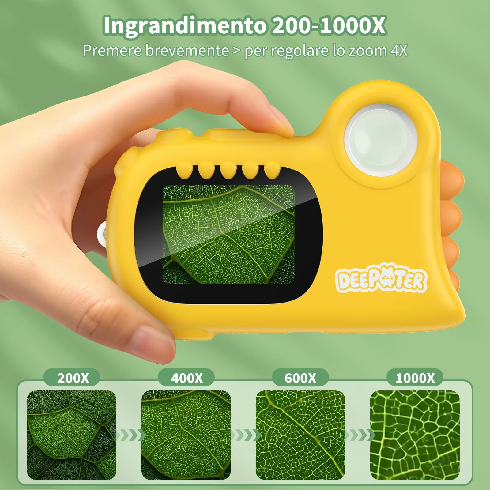 2 in 1 Microscope for Kids & Video Camera, Deepoter 1000X Digital Microscope with 2.0" Screen, Portable Handheld Kids Camera Toys, STEM Educational Science Kit Gifts for 3-12 Age Years Old Boys Girls - Image 4