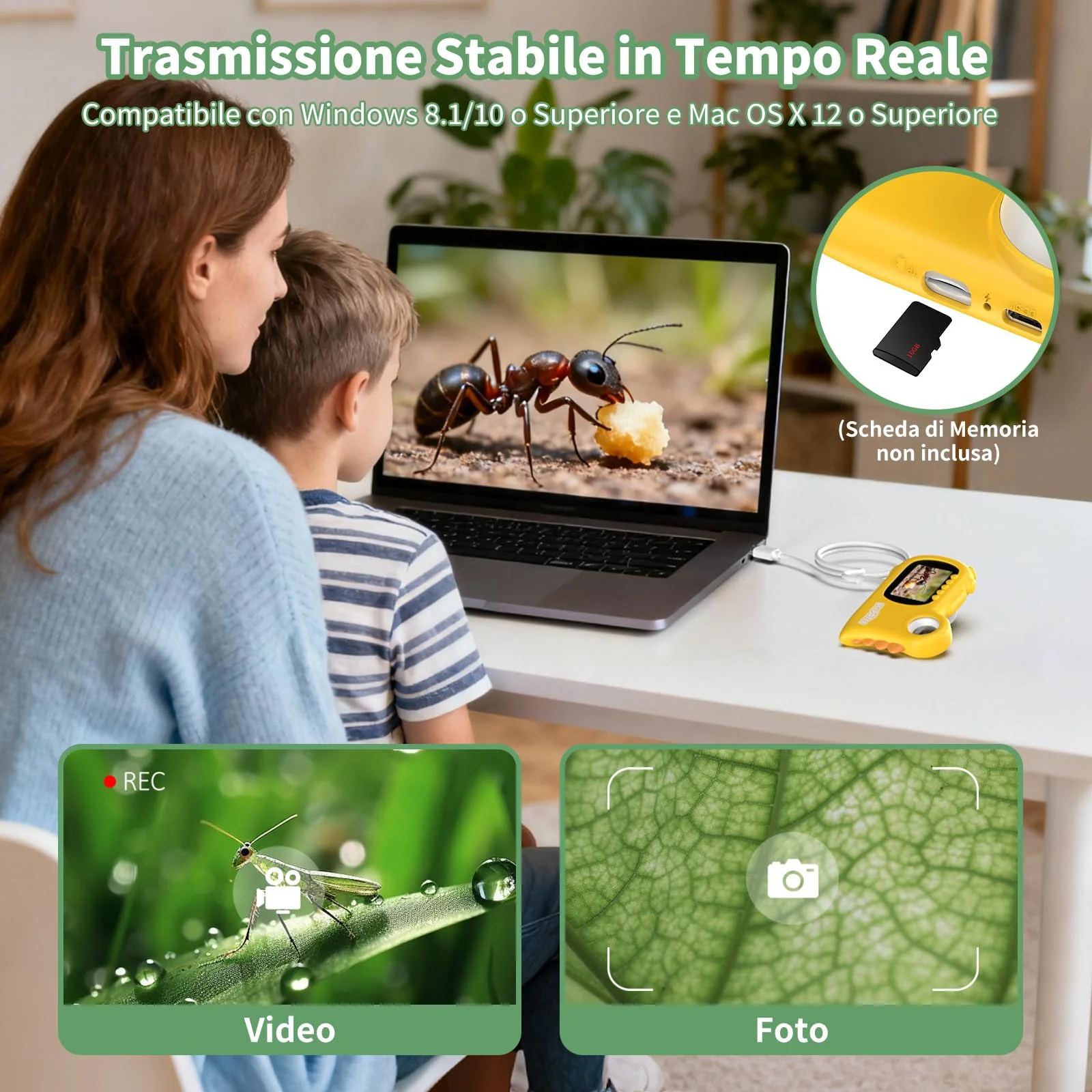 2 in 1 Microscope for Kids & Video Camera, Deepoter 1000X Digital Microscope with 2.0" Screen, Portable Handheld Kids Camera Toys, STEM Educational Science Kit Gifts for 3-12 Age Years Old Boys Girls - Image 8