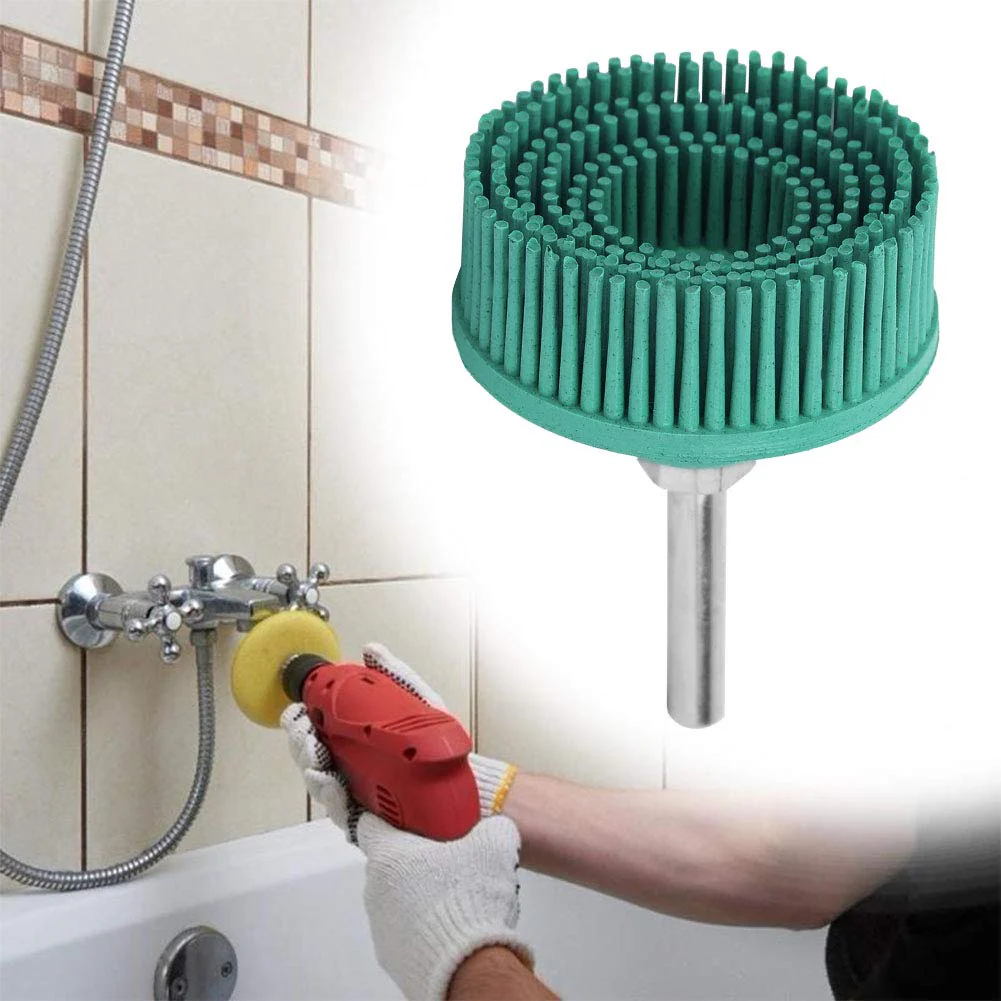 2 Inch Bristles, Grinding Brush, Polishing, 2 Inch Drill, Disc, Emery, Rubber Brush, Deburring, Polishing, Grinding Wheel for Removing Burr Grate, Green (Green) - Image 3