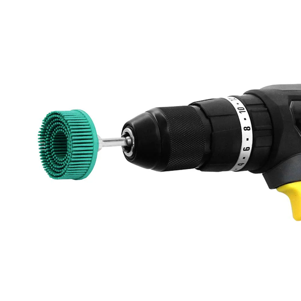 2 Inch Bristles, Grinding Brush, Polishing, 2 Inch Drill, Disc, Emery, Rubber Brush, Deburring, Polishing, Grinding Wheel for Removing Burr Grate, Green (Green) - Image 7