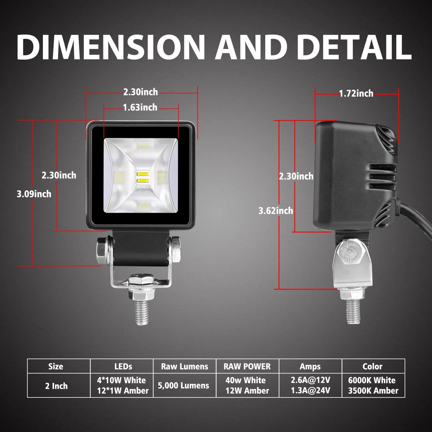 2 Inch LED Pods with DRL, LTEODCHEW 2PCS Screwless 5,000LM Flood Beam Motorcycle Auxiliary Scene Reverse Ditch Camp Work Back up Lights for Motorcycle Trucks Tacoma —— Flood 2 Inch Flood - Image 2