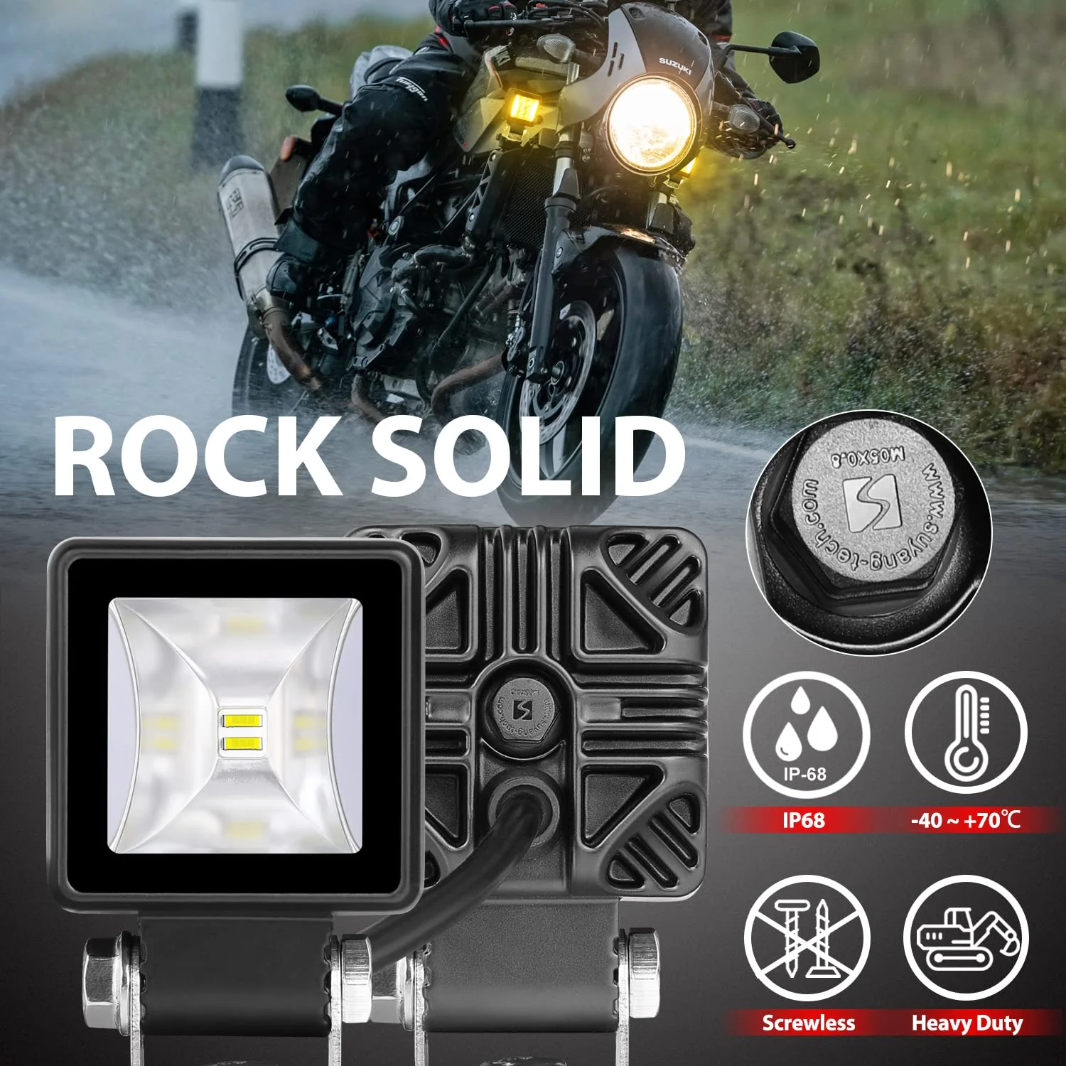 2 Inch LED Pods with DRL, LTEODCHEW 2PCS Screwless 5,000LM Flood Beam Motorcycle Auxiliary Scene Reverse Ditch Camp Work Back up Lights for Motorcycle Trucks Tacoma —— Flood 2 Inch Flood - Image 5