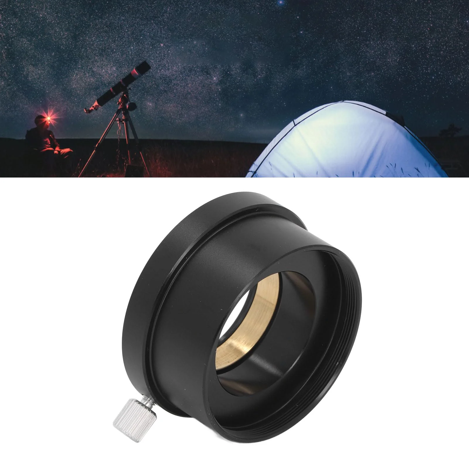 2 Inch to 1.25 Inch Telescope Eyepiece Adapter, Accurate Thread Telescope Eyepiece Mount Adapter Easy Installation Full Metal Black for Telescope Accessories - Image 2