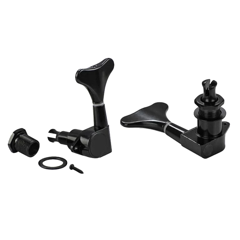 2 Left 2 Right Inline Sealed Bass Tuners Tuning Pegs Keys Machine Heads Set for Precison Bass or Jazz Bass (Black) (Left+Right)×2 Black - Image 2