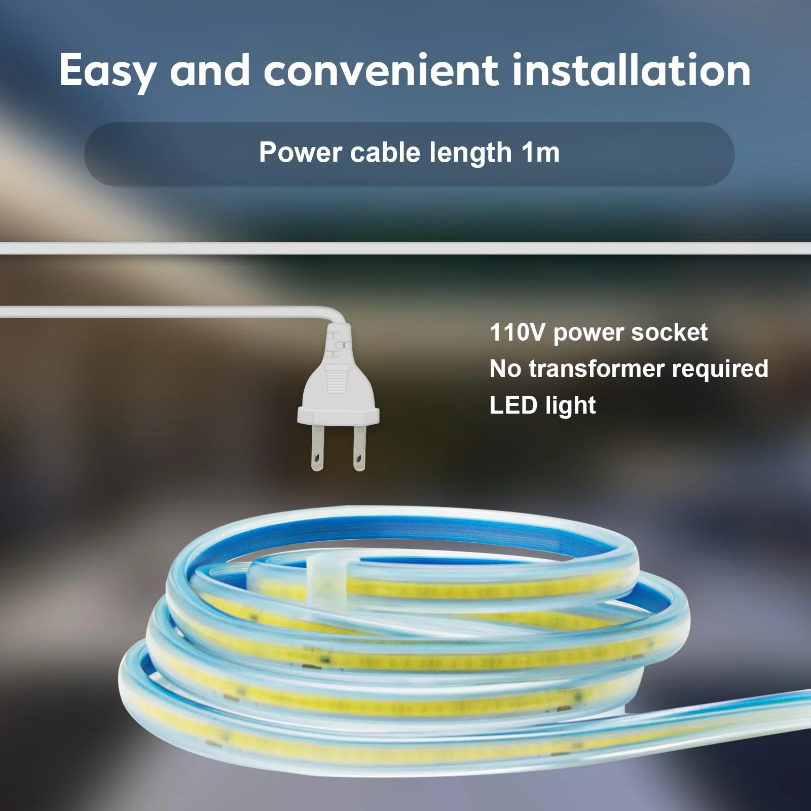 2 Meter Bright LED Strip Lights AC 110V with US Plug 6.56 Foot IP67 Waterproof COB LED Rope Lights for Kitchen Under Cabinet Lighting 6000K Cold White (Cold White, 6.56ft) Cold White 6000K - Image 4