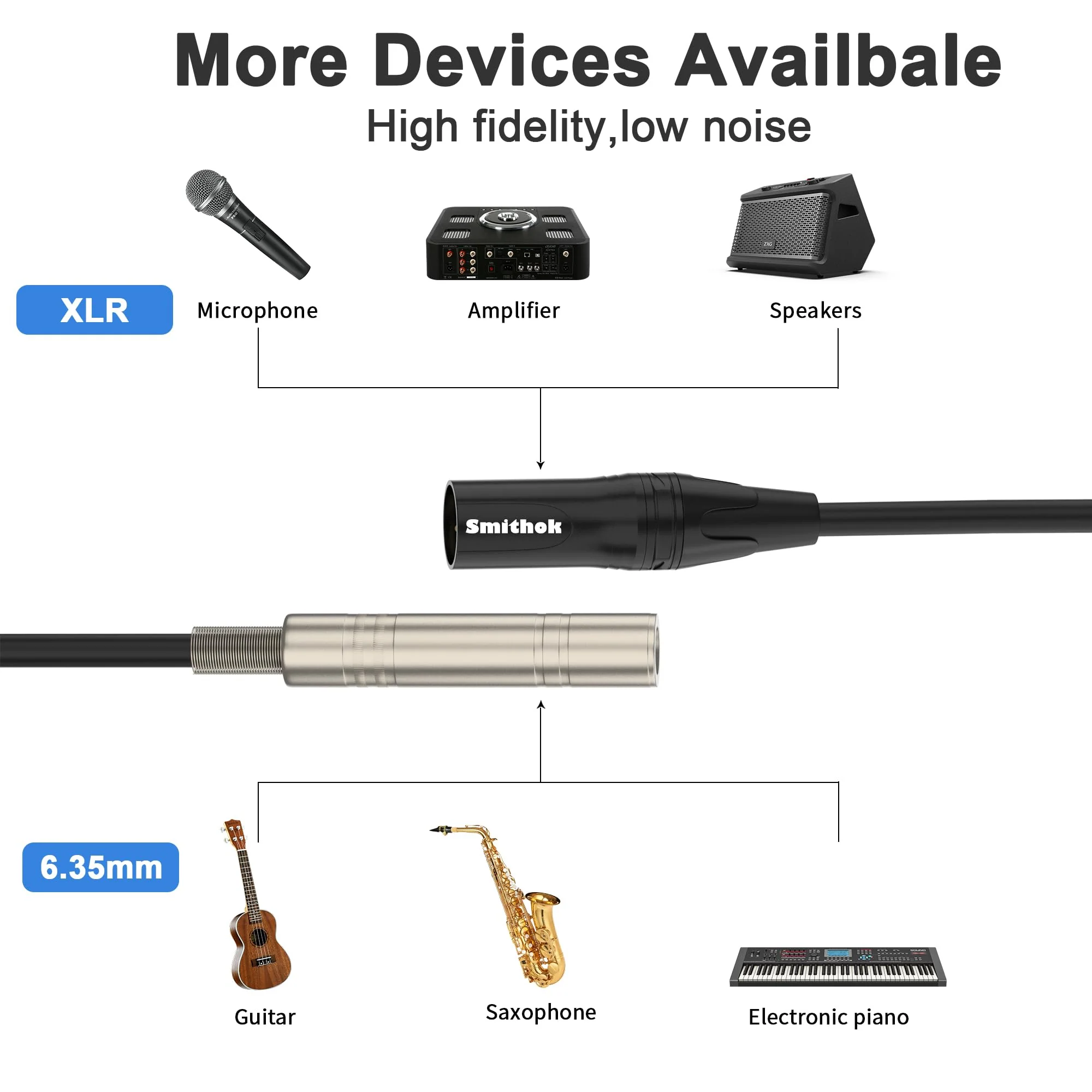 2 pack 1/4 to XLR Cable,Balanced 1/4" Female to XLR Male Stereo Audio Adapter,XLR Male to TS/TRS Quarter inch Connector Converter Interconnect Cable - 11.8 inches (30 cm) - Image 3