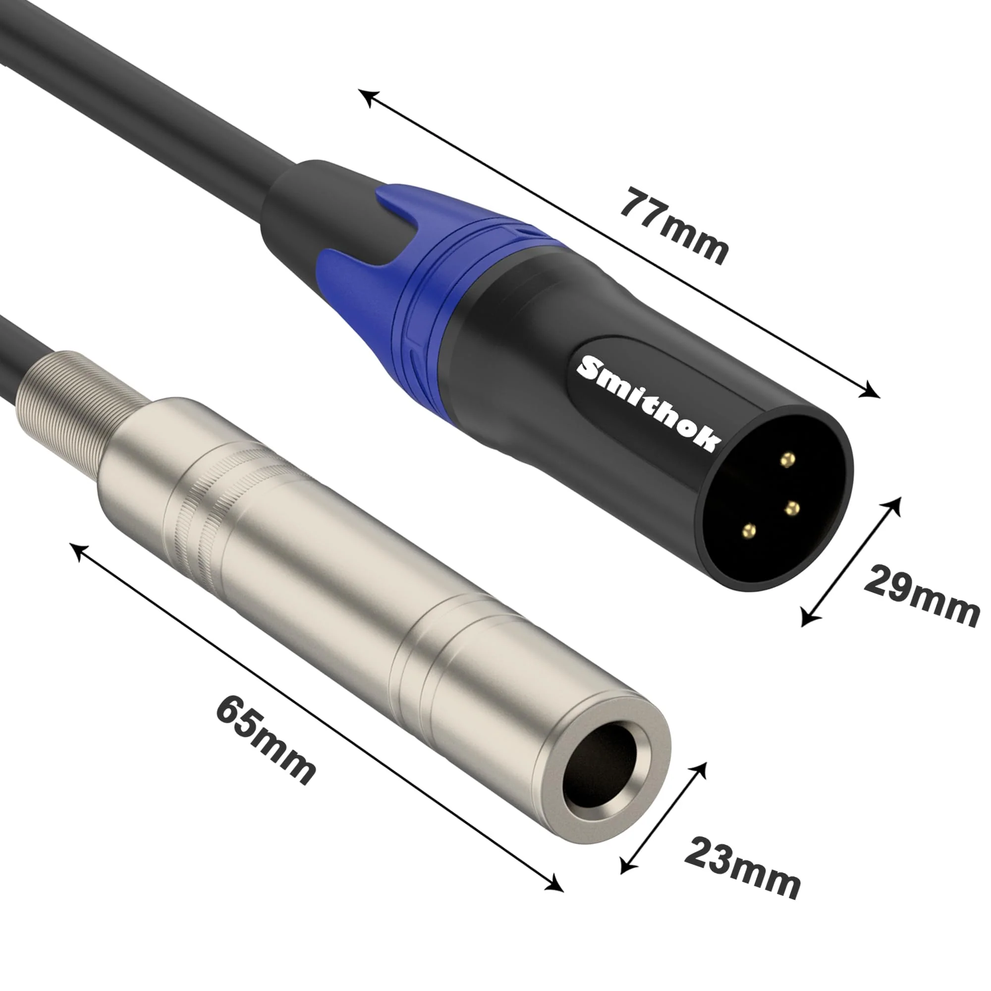 2 pack 1/4 to XLR Cable,Balanced 1/4" Female to XLR Male Stereo Audio Adapter,XLR Male to TS/TRS Quarter inch Connector Converter Interconnect Cable - 11.8 inches (30 cm) - Image 5