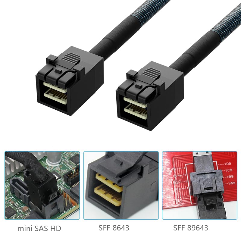 2 Pack 12G Internal Mini SAS HD SFF-8643 to SFF-8643 Cable, Internal Mini SAS to Mini SAS Cable0.8-Meter(2.6ft)… 2.6FT/0.8M - Image 2