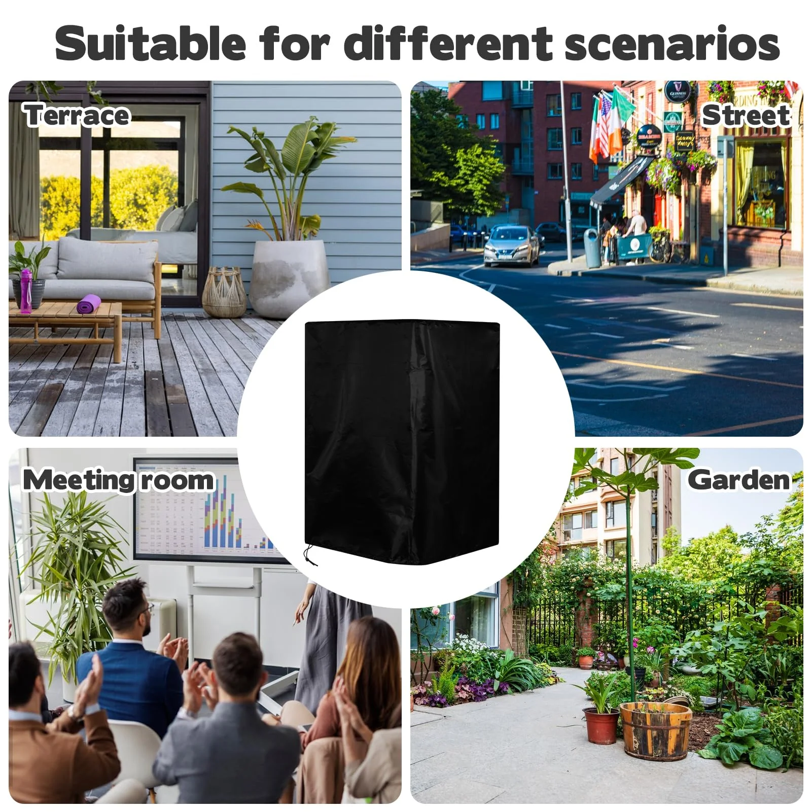 2 Pack 15 Inch Outdoor Speaker Covers, Black UV Protection PA/DJ Speaker Covers for Powered Speaker Mounted on Stand Oxford Fabric Speaker Protective Covers for Waterproof Dustproof - Image 7