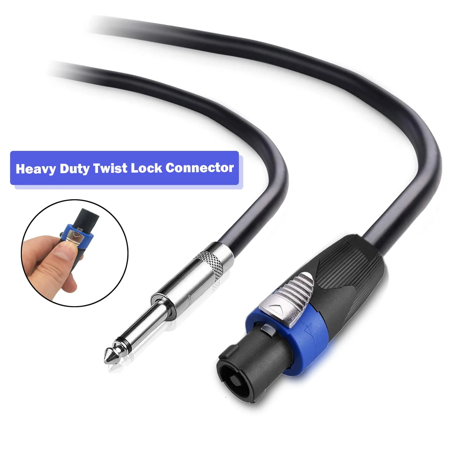 2 Pack 15ft Speakon to 1/4 Inch Male Speaker Cable, 15 feet 6.35mm Stereo Audio Connection Cord, 12 Gauge AWG Wires 15FT/2PACK - Image 2