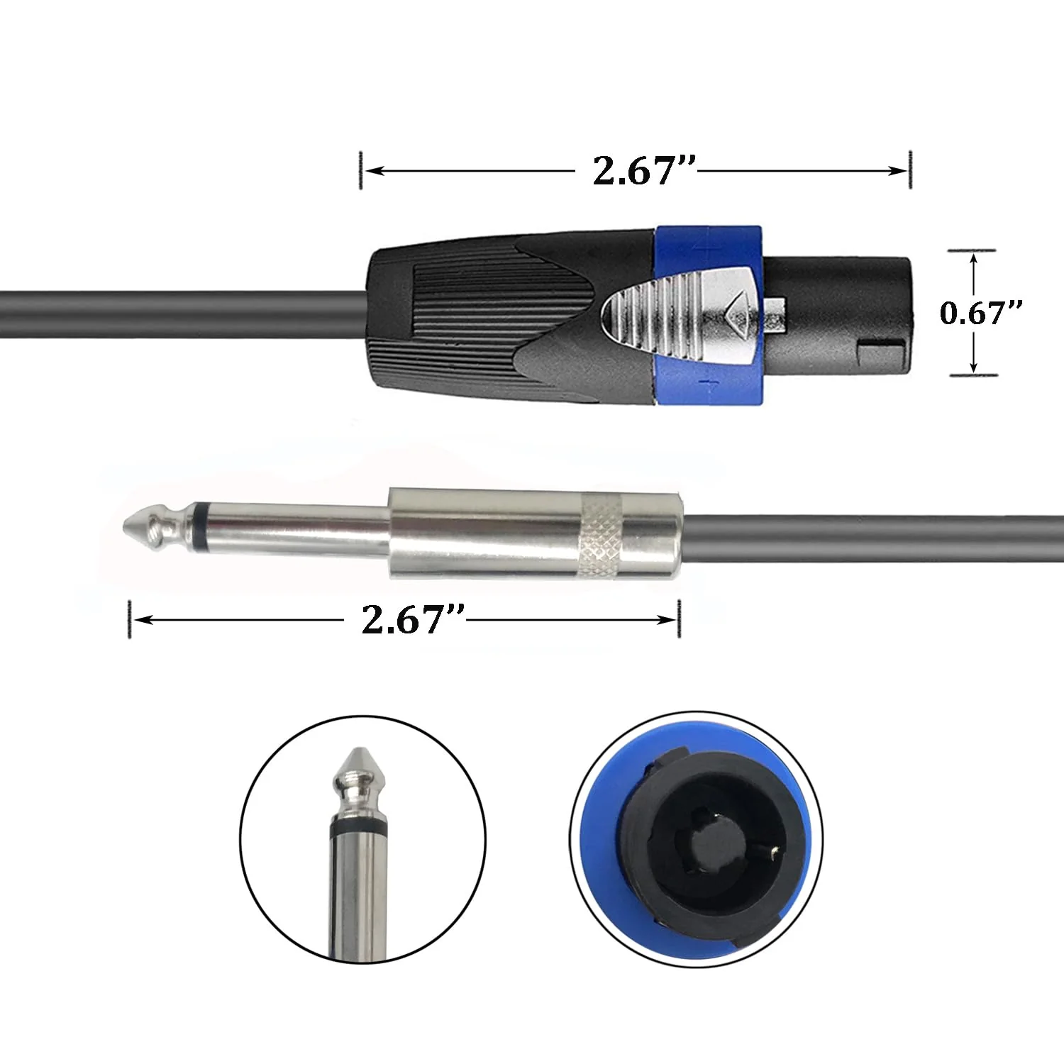 2 Pack 15ft Speakon to 1/4 Inch Male Speaker Cable, 15 feet 6.35mm Stereo Audio Connection Cord, 12 Gauge AWG Wires 15FT/2PACK - Image 3