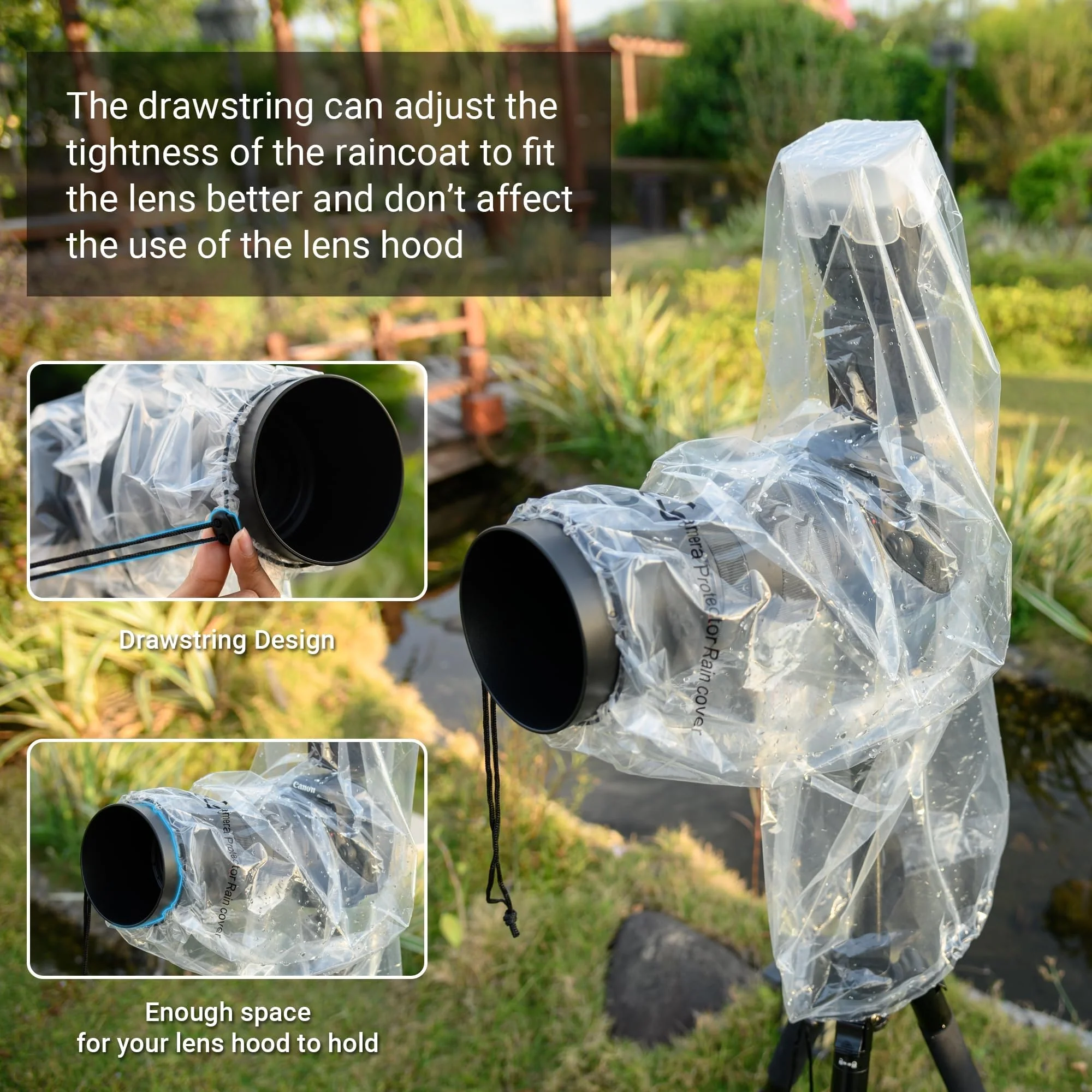 2 Pack 18" Long Camera Lens Rain Cover Raincoat with Flash Dust Sleeve Protector for Canon EOS R5 R6 Rp 5D 6D 7D 90D 80D 77D 70D Nikon Z7II Z6II Z5 Z50 D850 D810 D780 D750 D610 D500 D3500 D5600 D7500 (2 Pack)for Long Lens Camera with Flash - Image 4
