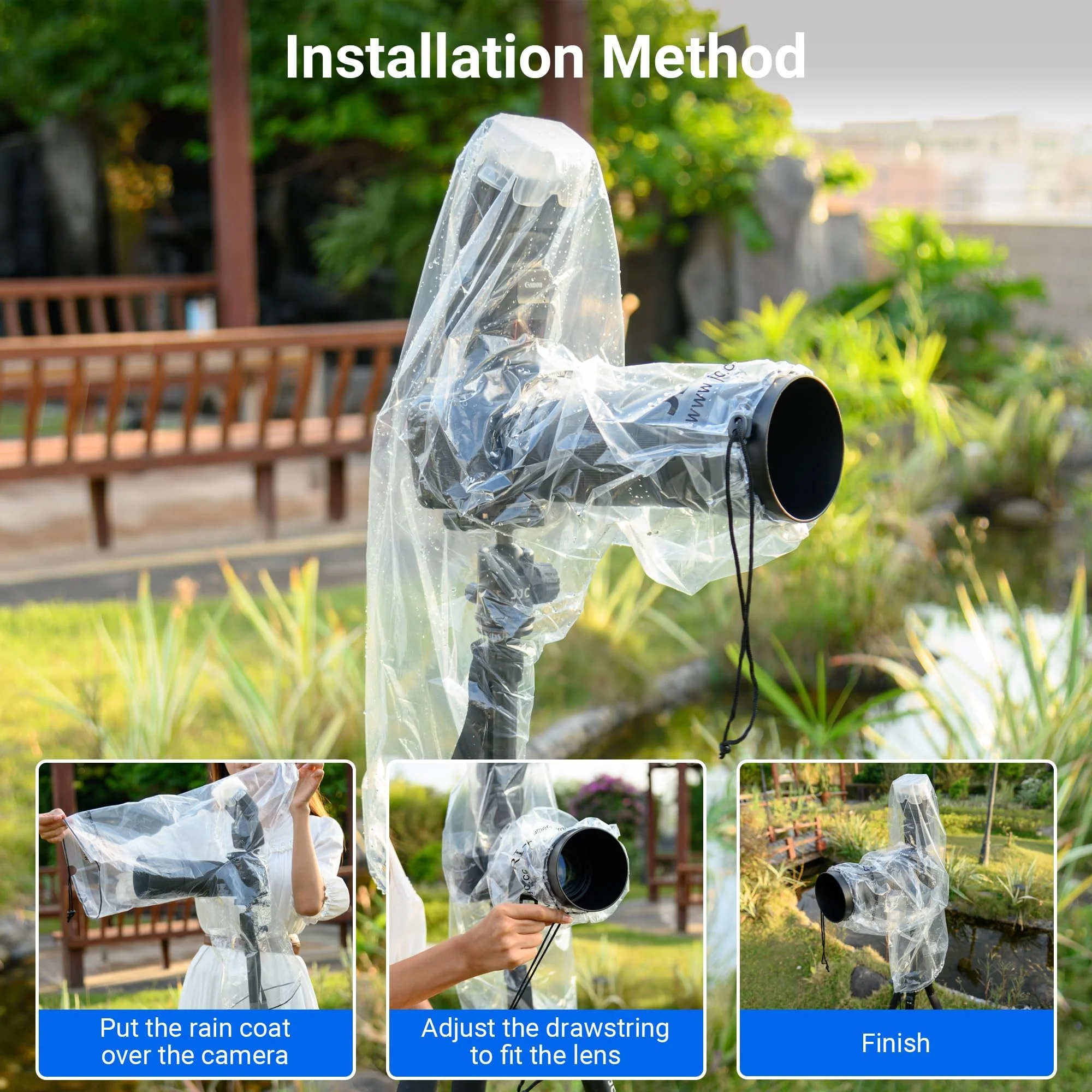 2 Pack 18" Long Camera Lens Rain Cover Raincoat with Flash Dust Sleeve Protector for Canon EOS R5 R6 Rp 5D 6D 7D 90D 80D 77D 70D Nikon Z7II Z6II Z5 Z50 D850 D810 D780 D750 D610 D500 D3500 D5600 D7500 (2 Pack)for Long Lens Camera with Flash - Image 5