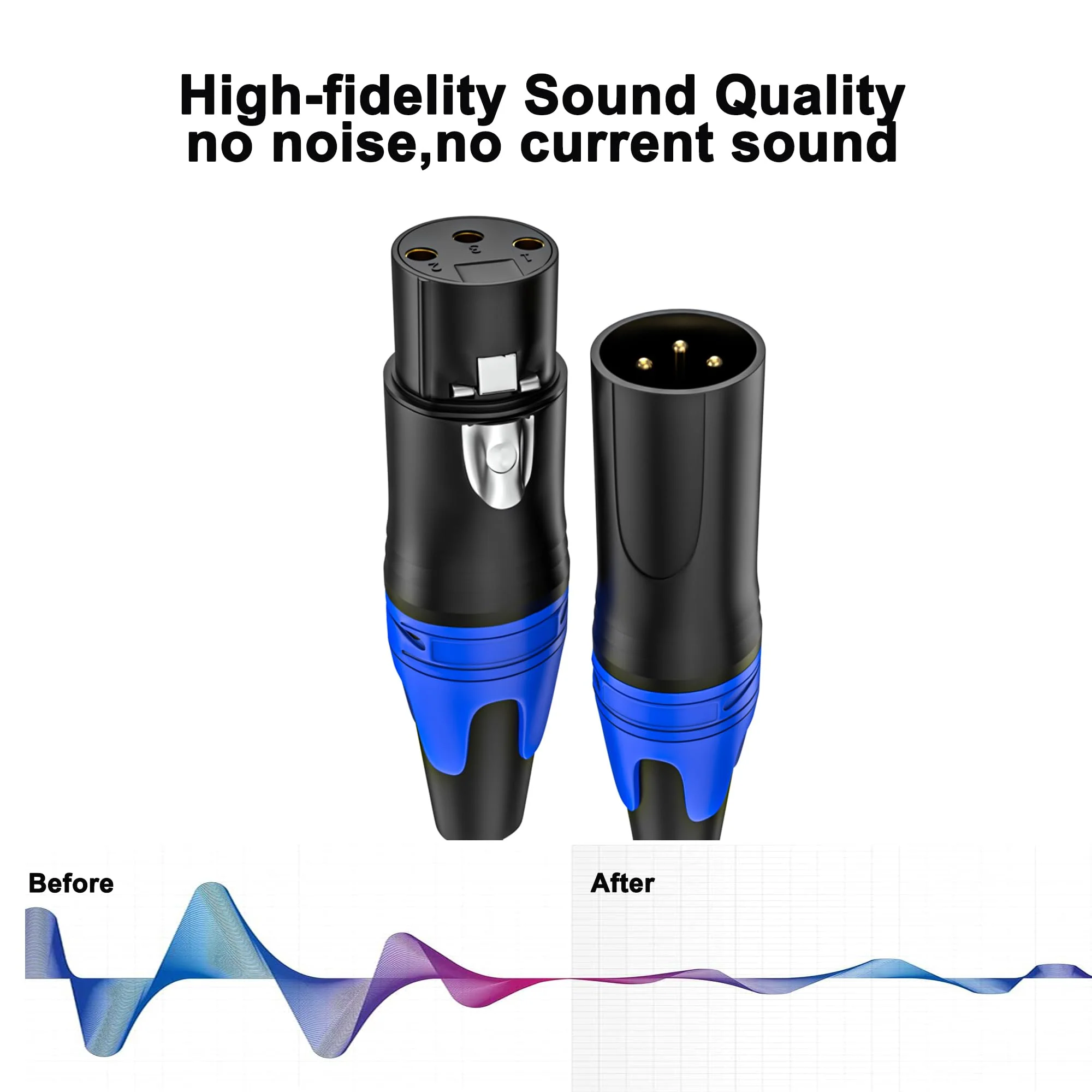 2 Pack, 25 FT XLR Male to Female Cable Professional Balanced Microphone Lead XLR Male to Female Cables, Extension Mic Cable Cord Black 2 Pack - Image 7