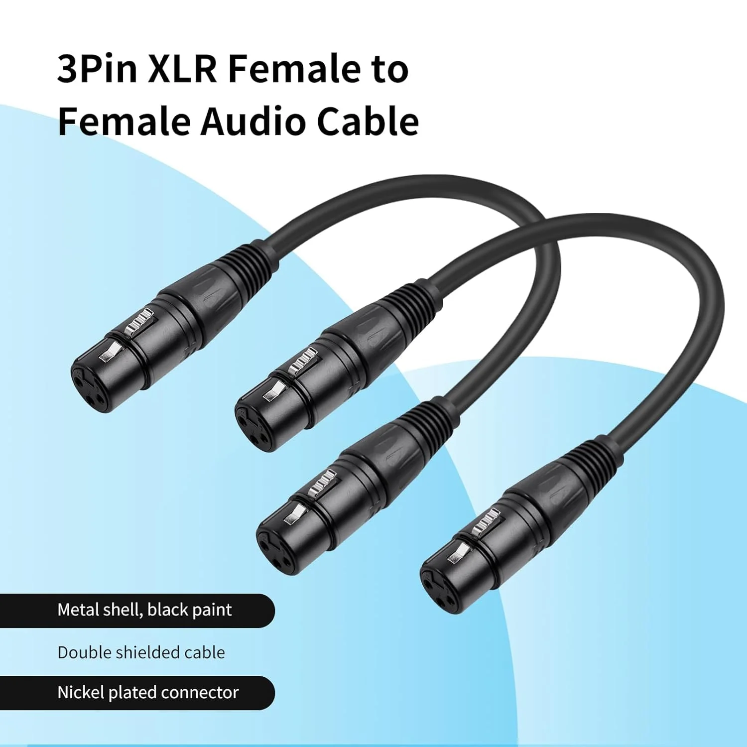 2 Pack 3 Pin XLR Female to Female Microphone Cables,25FT,Professional Balanced Audio Cable with Oxygen-Free Copper, Gold-Plated Connectors - for Studio, Stage, PA Systems 7.6M 7.6M/25FT - Image 5