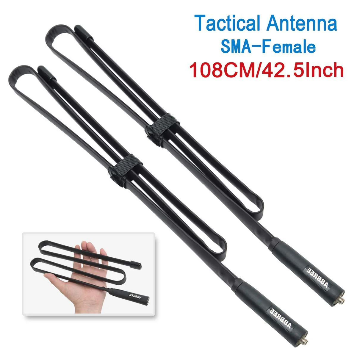 2 Pack ABBREE 42.5-Inch Length SMA-Female Dual Band 144/430Mhz Foldable CS Tactical Antenna for GMRS Radio Baofeng UV-5R BF-F8HP 5RM UV-21R UV-5G Plus GM-5RH K5PLUS AR-152 GM-15PRO Radio Antenna - Image 2