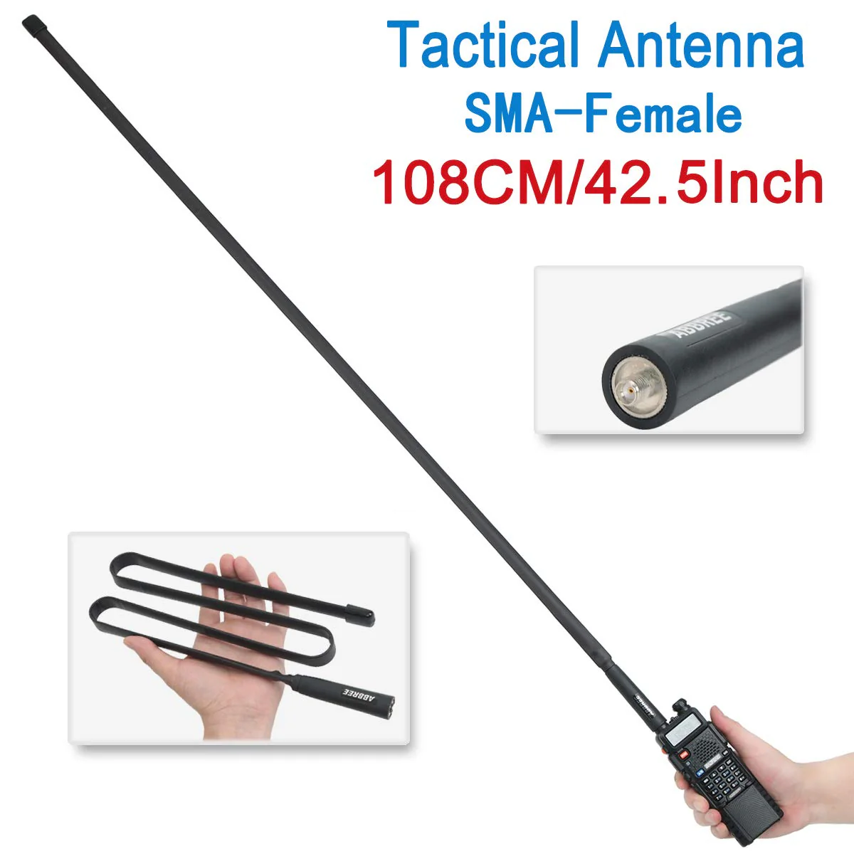 2 Pack ABBREE 42.5-Inch Length SMA-Female Dual Band 144/430Mhz Foldable CS Tactical Antenna for GMRS Radio Baofeng UV-5R BF-F8HP 5RM UV-21R UV-5G Plus GM-5RH K5PLUS AR-152 GM-15PRO Radio Antenna - Image 4