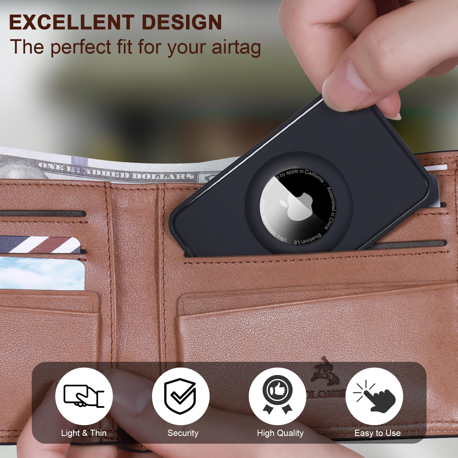 2-Pack Airtag Wallet Holder - Silicone Slim Airtag Card Holder for Apple Airtag - Ultra-Thin Air Tag Cardholder for Purses, Handbags, Backpack Wallets & Clutch Bags Black - Image 2