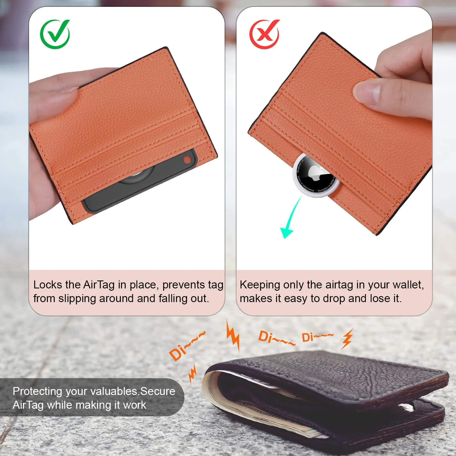 2-Pack Airtag Wallet Holder - Silicone Slim Airtag Card Holder for Apple Airtag - Ultra-Thin Air Tag Cardholder for Purses, Handbags, Backpack Wallets & Clutch Bags Black - Image 5